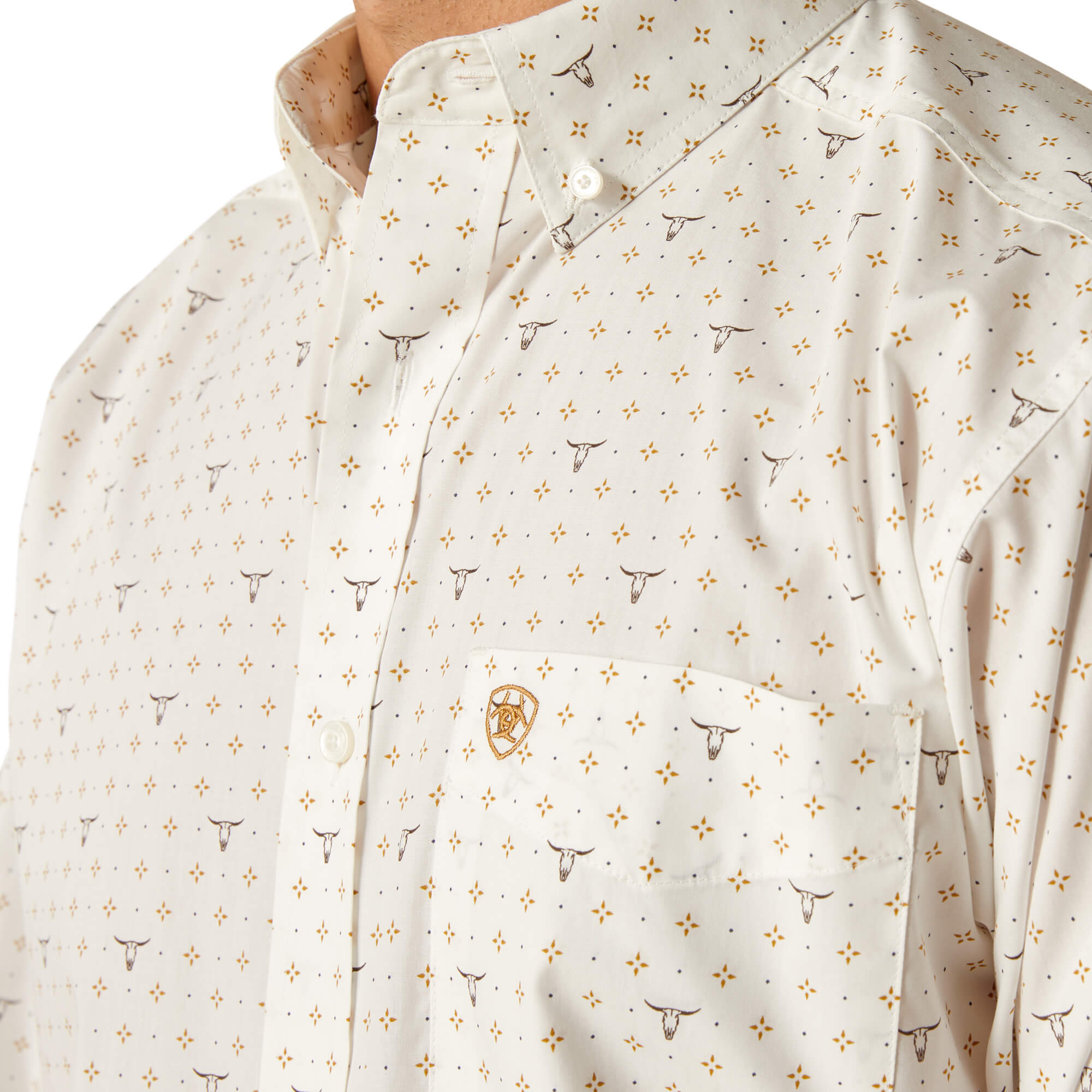 Ariat White Edmond Classic Fit Long Sleeve Shirt