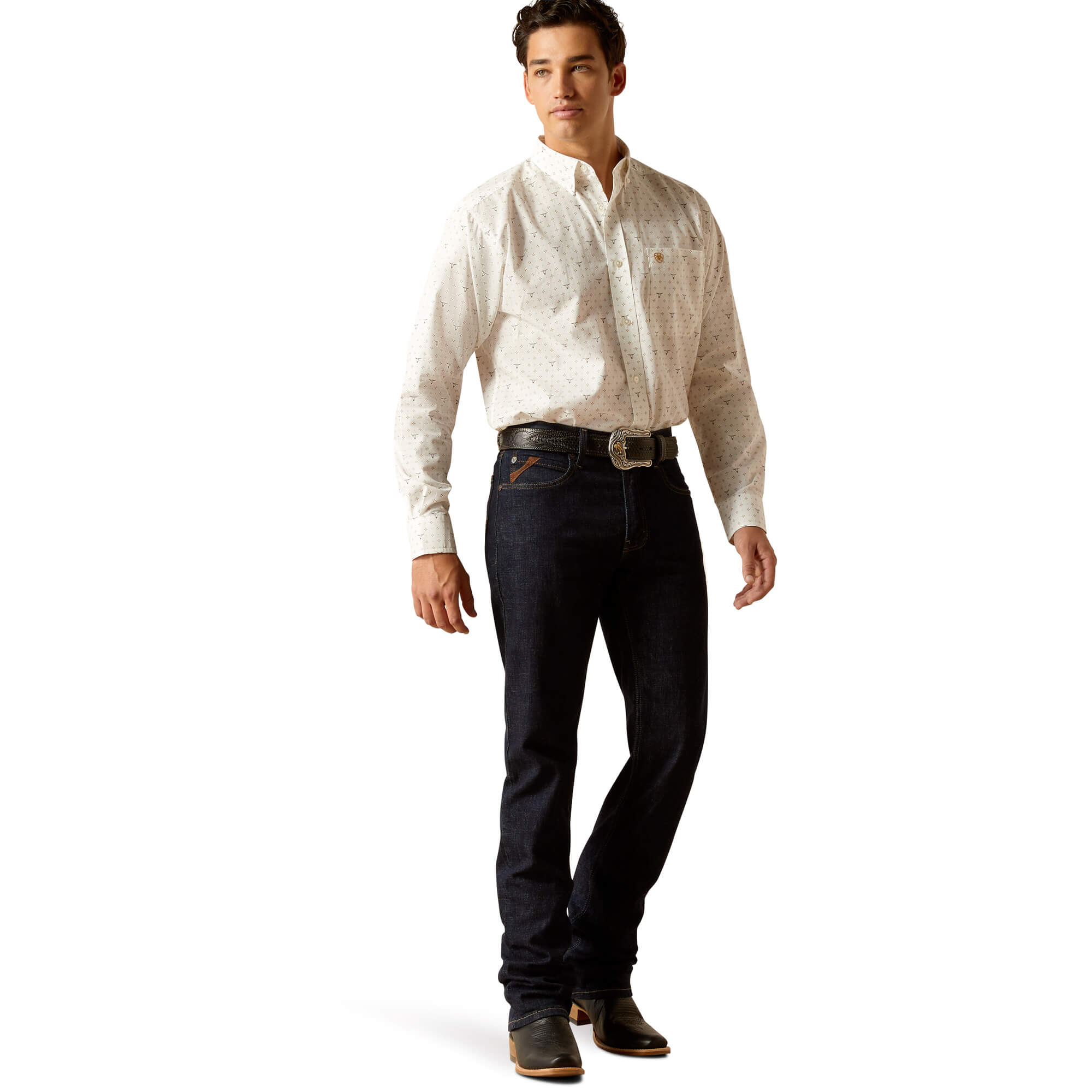 Ariat White Edmond Classic Fit Long Sleeve Shirt