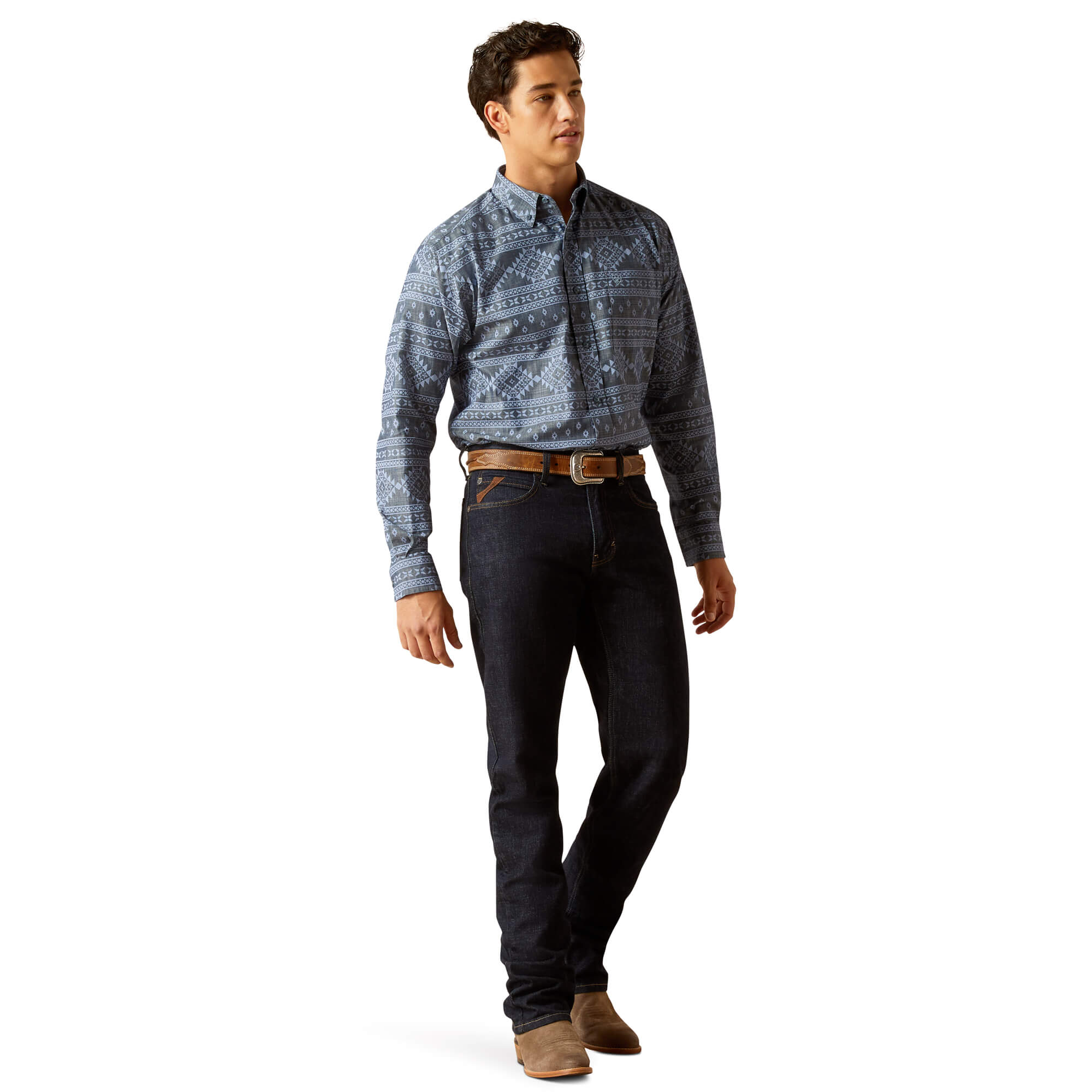 Ariat Navy Eddie Classic Fit Long Sleeve Shirt