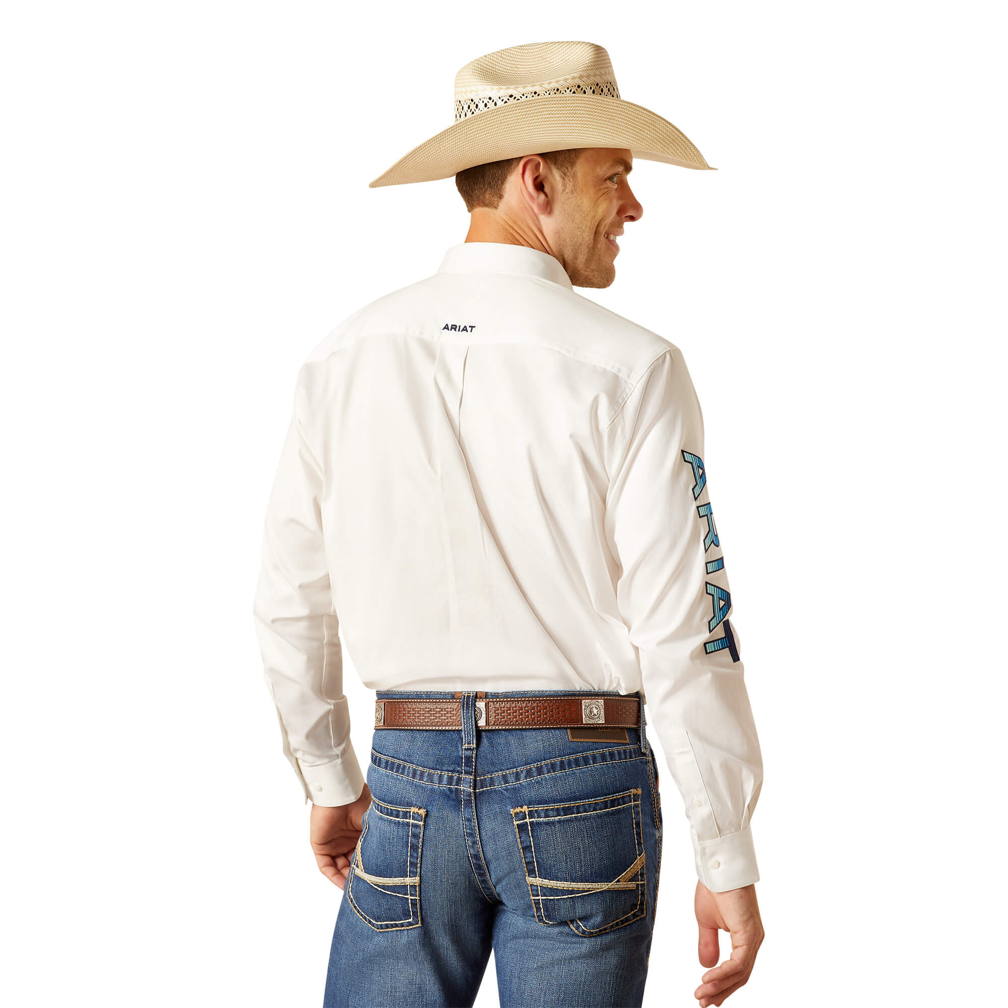 Ariat White Team Logo Twill Classic Fit Long Sleeve Shirt