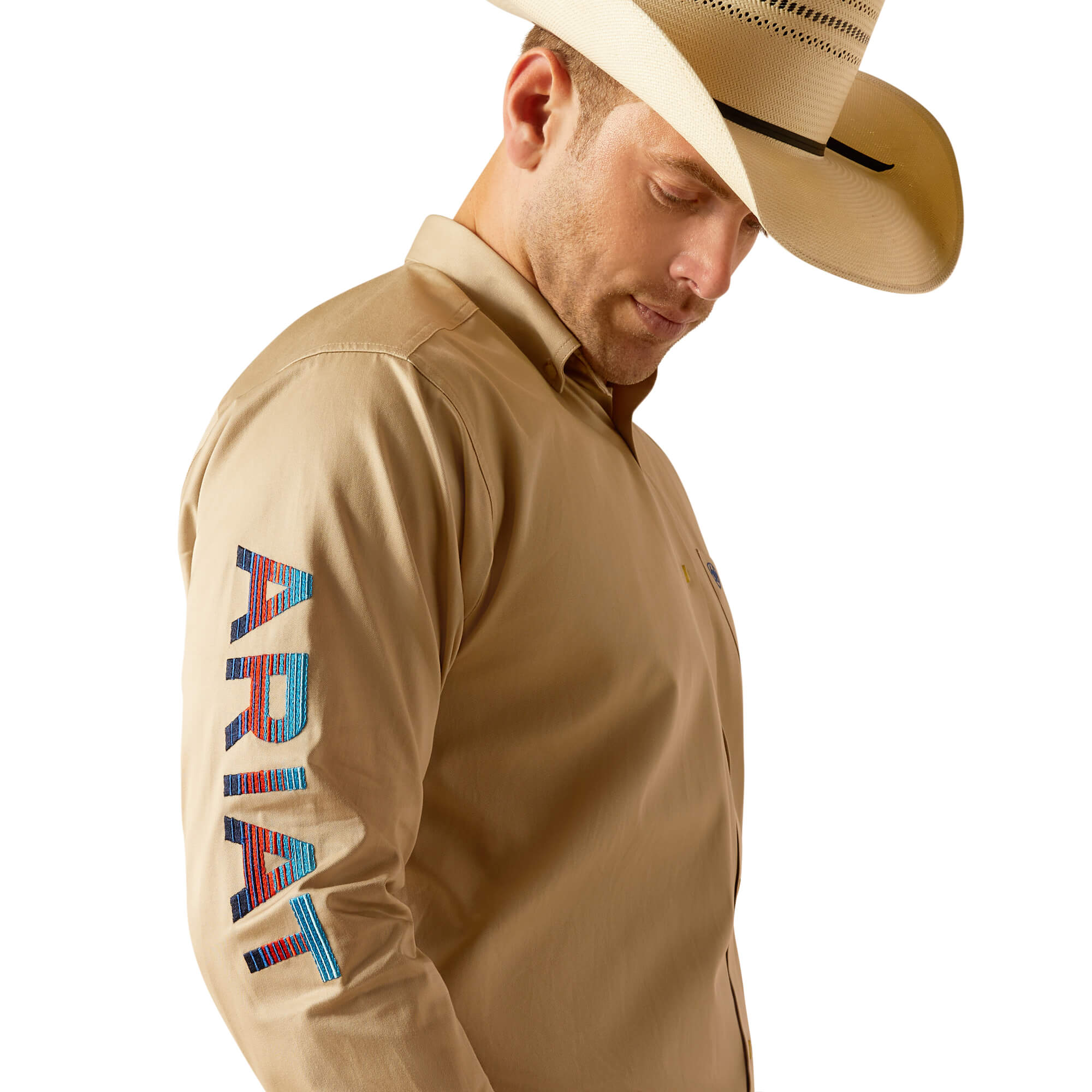 Ariat Khaki Team Logo Twill Classic Fit Long Sleeve Shirt