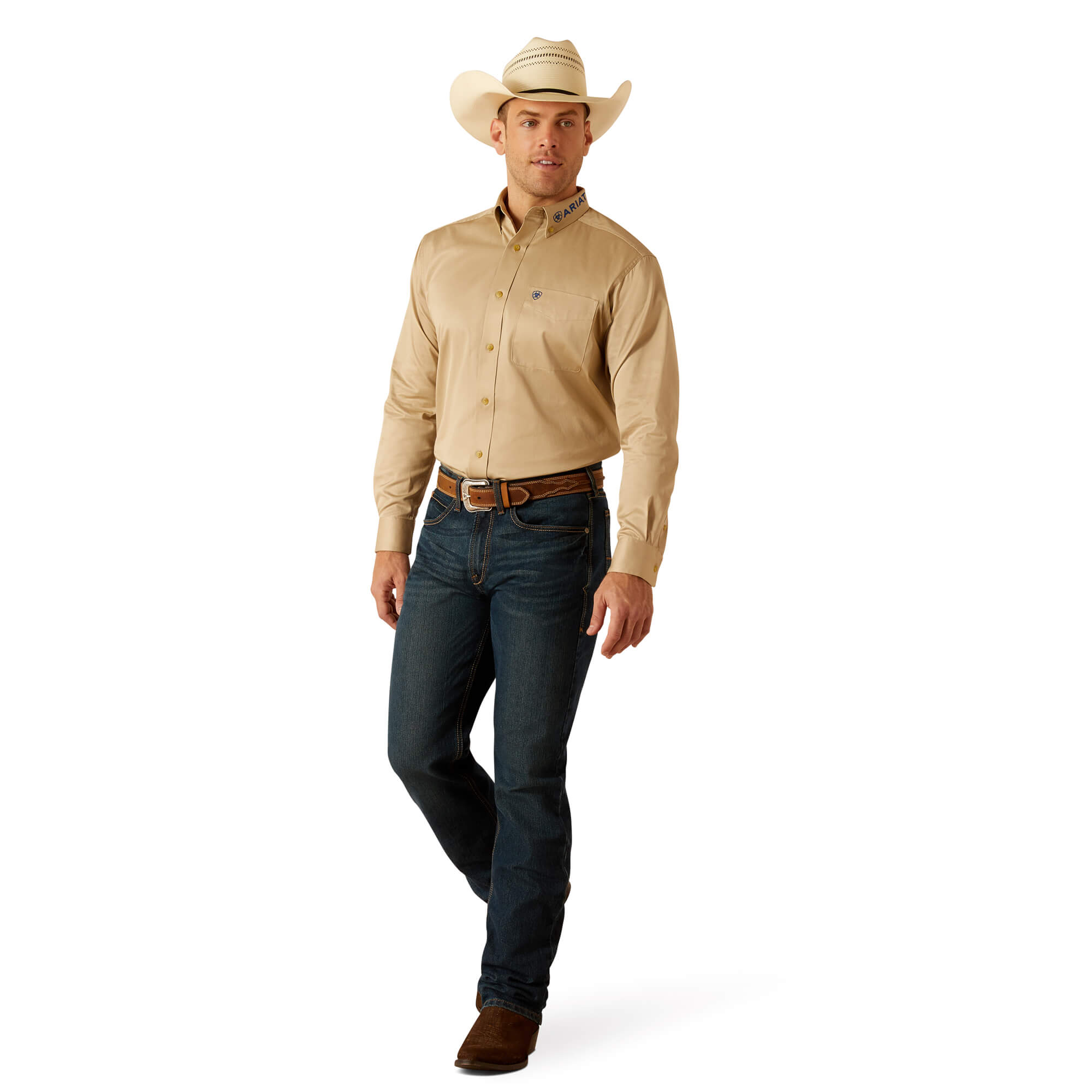 Ariat Khaki Team Logo Twill Classic Fit Long Sleeve Shirt