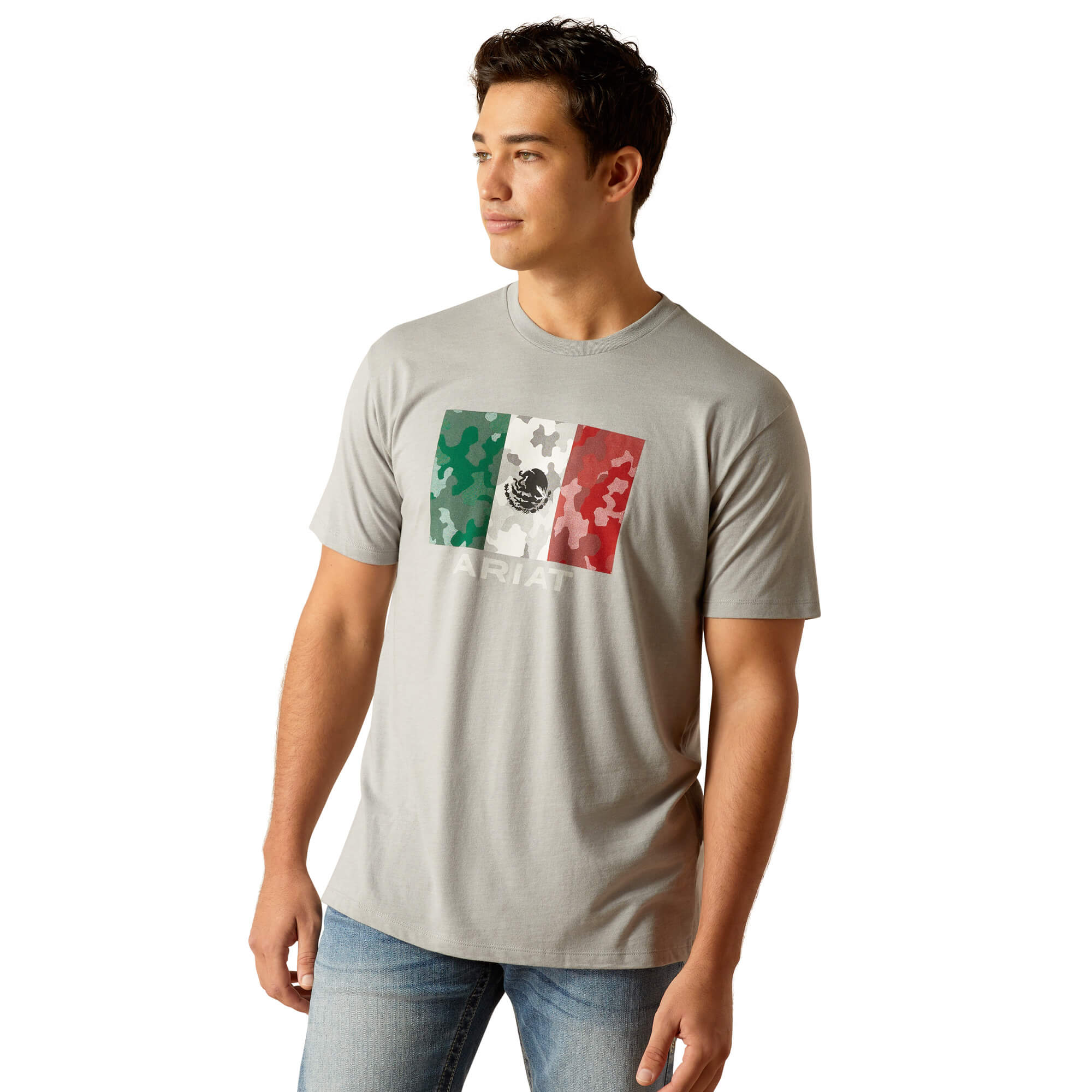 Ariat Stone Heather Mexico Camo Flag T-Shirt