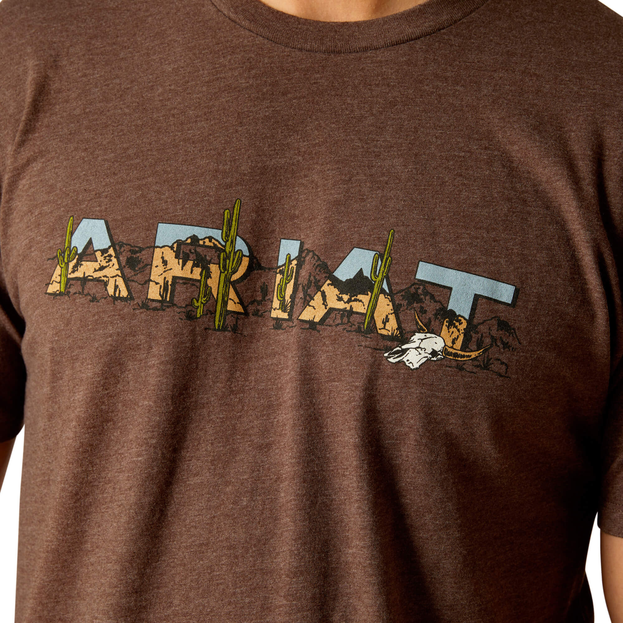 Ariat Brown Heather Logo Landscape Flag T-Shirt