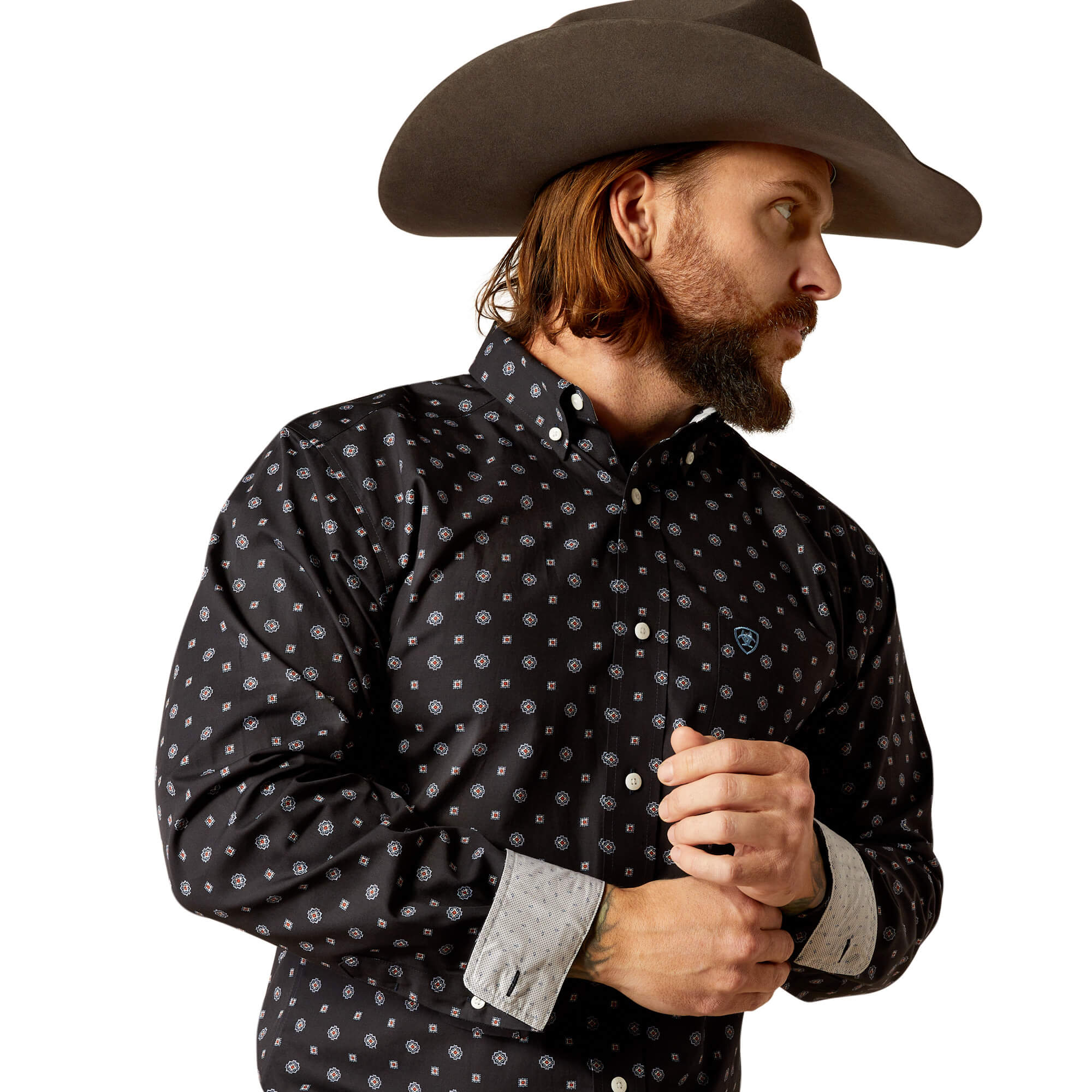 Ariat Wrinkle Free Lenox Black Fitted Long Sleeve Shirt