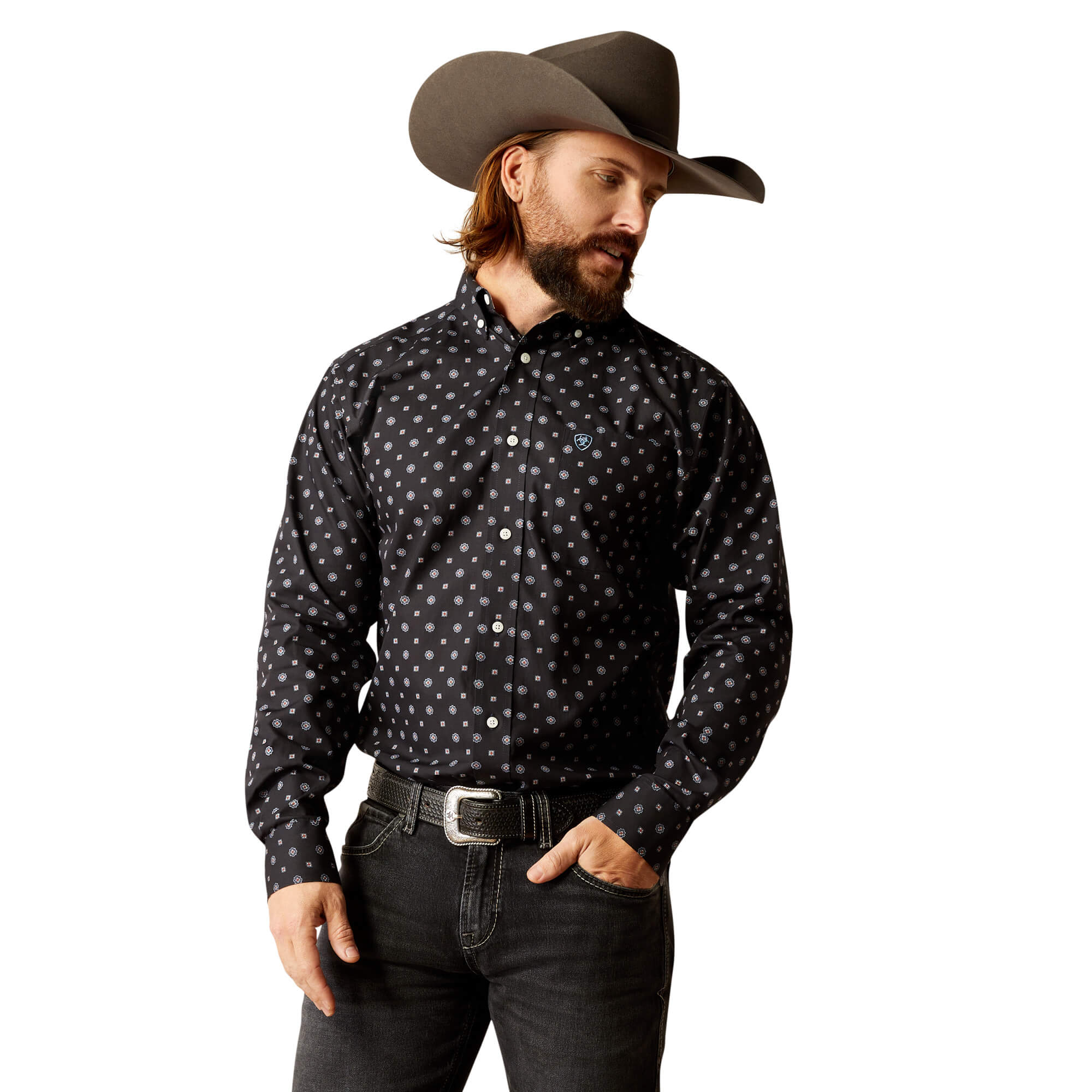 Ariat Wrinkle Free Lenox Black Fitted Long Sleeve Shirt