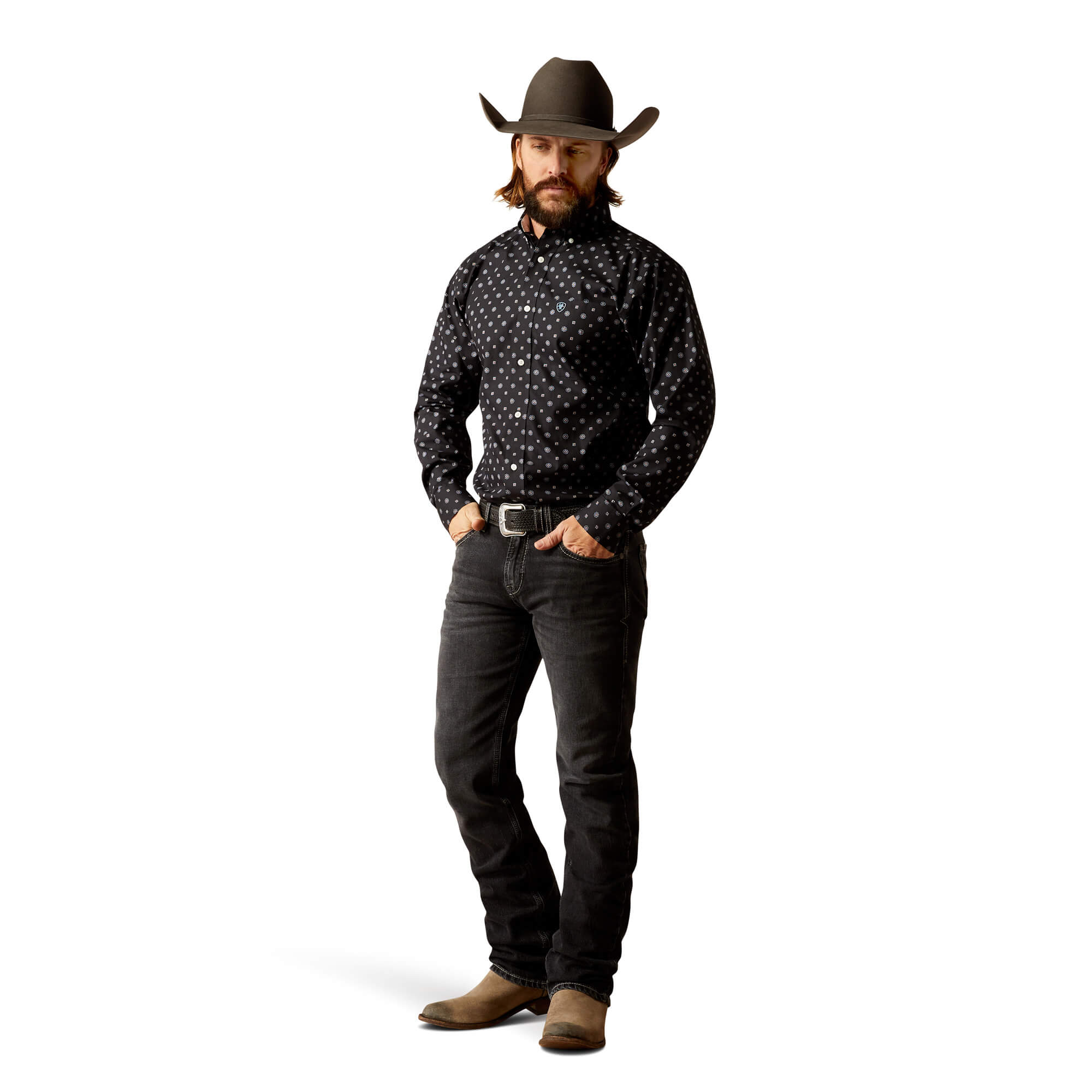 Ariat Wrinkle Free Lenox Black Fitted Long Sleeve Shirt