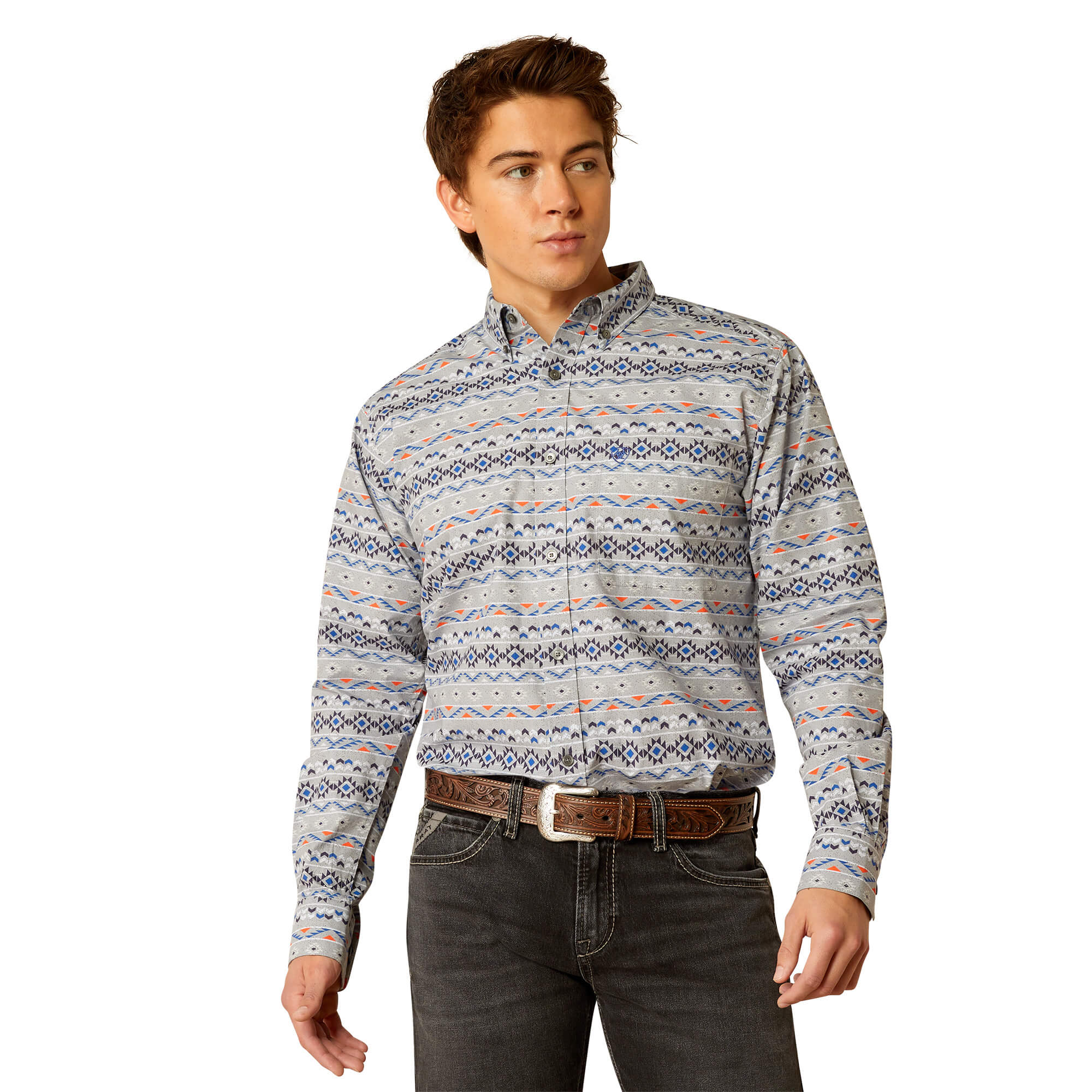 Ariat Grey Richie Fitted Long Sleeve Shirt