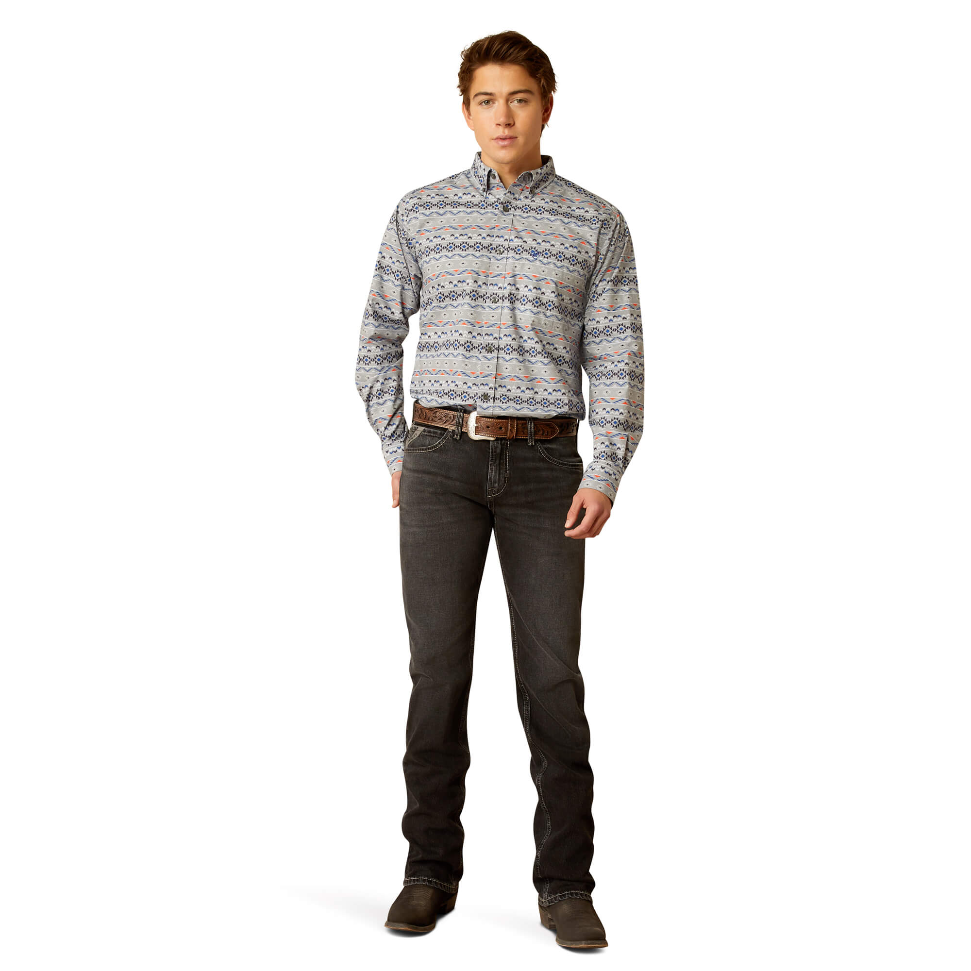 Ariat Grey Richie Fitted Long Sleeve Shirt