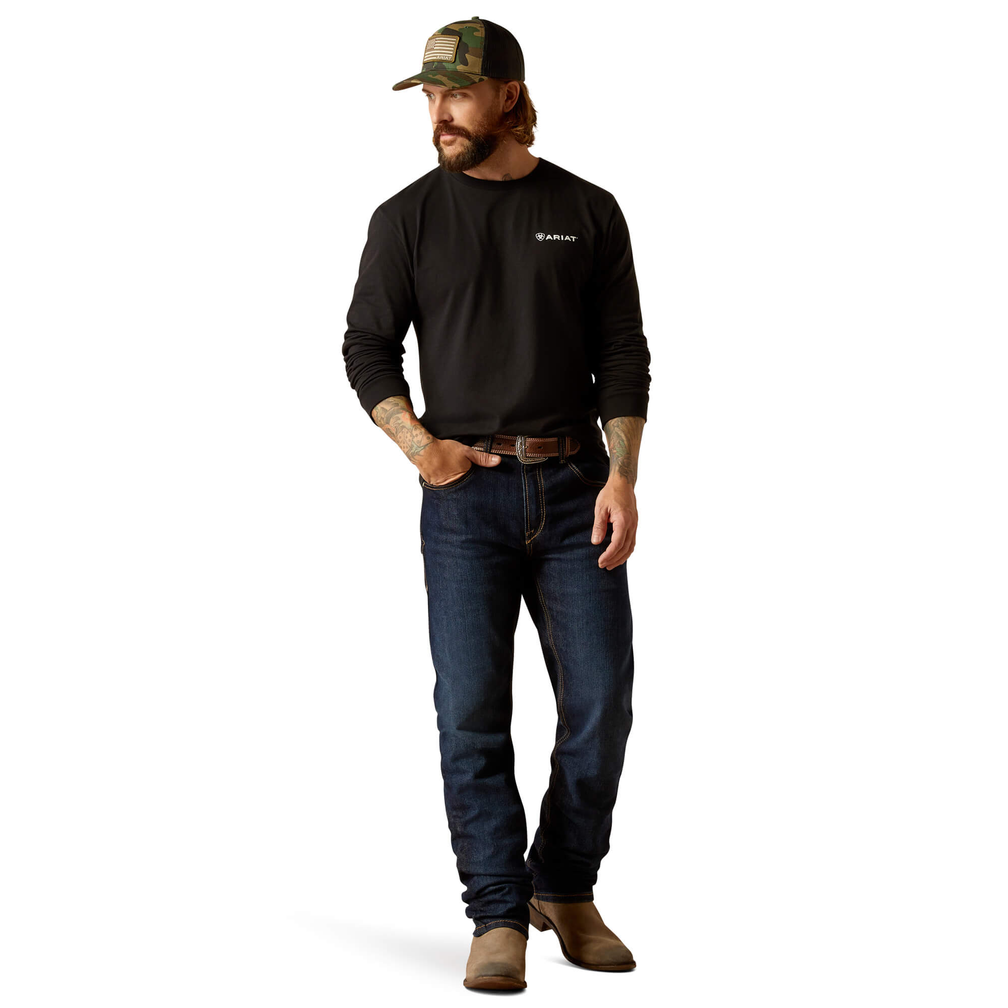 Ariat Black Camo Shield Long Sleeve T-Shirt