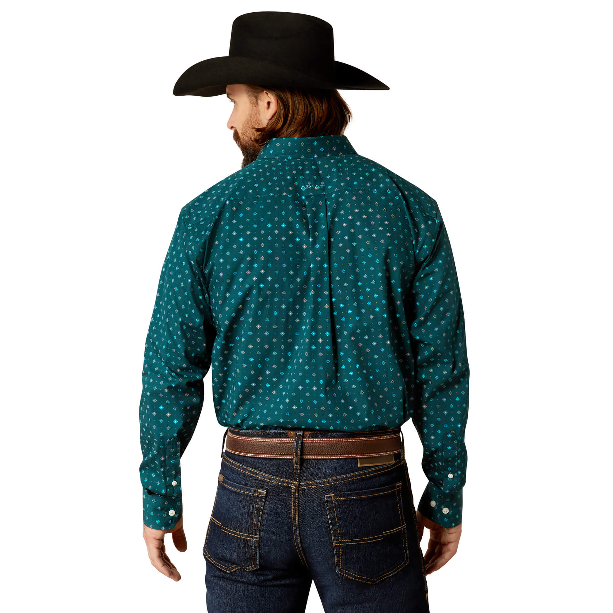 Ariat Wrinkle Free Deep Teal Gunner Classic Fit Long Sleeve Shirt