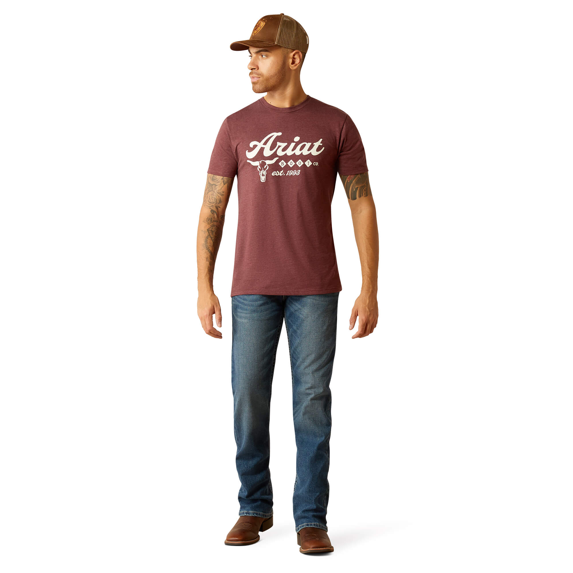 Ariat Maroon Heather Established Boot Co. T-Shirt