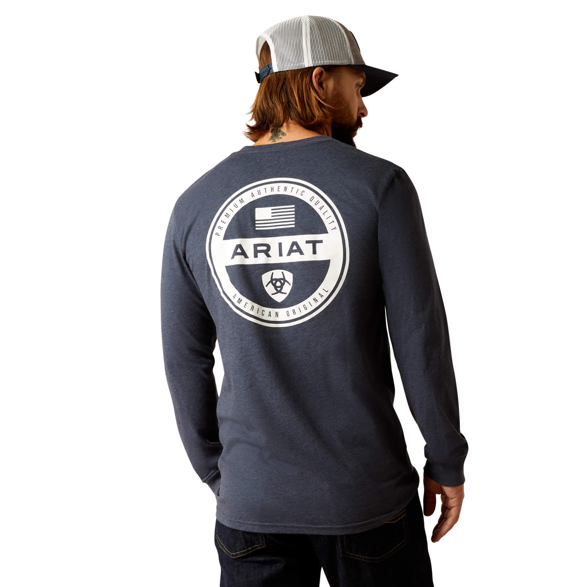 Ariat Navy Heather American Original Circle Long Sleeve T-Shirt