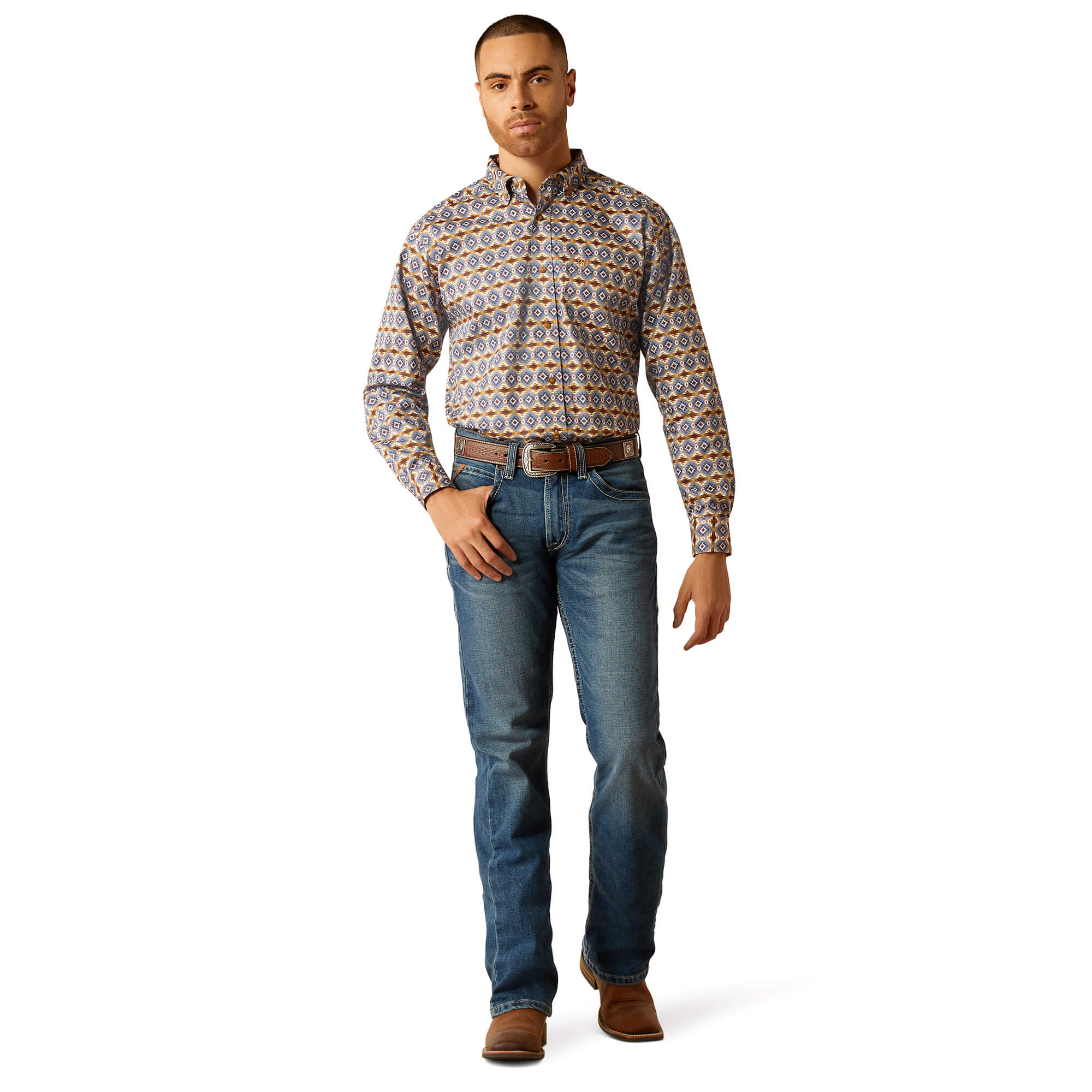 Ariat Blue Tennessee Classic Fit Long Sleeve Shirt