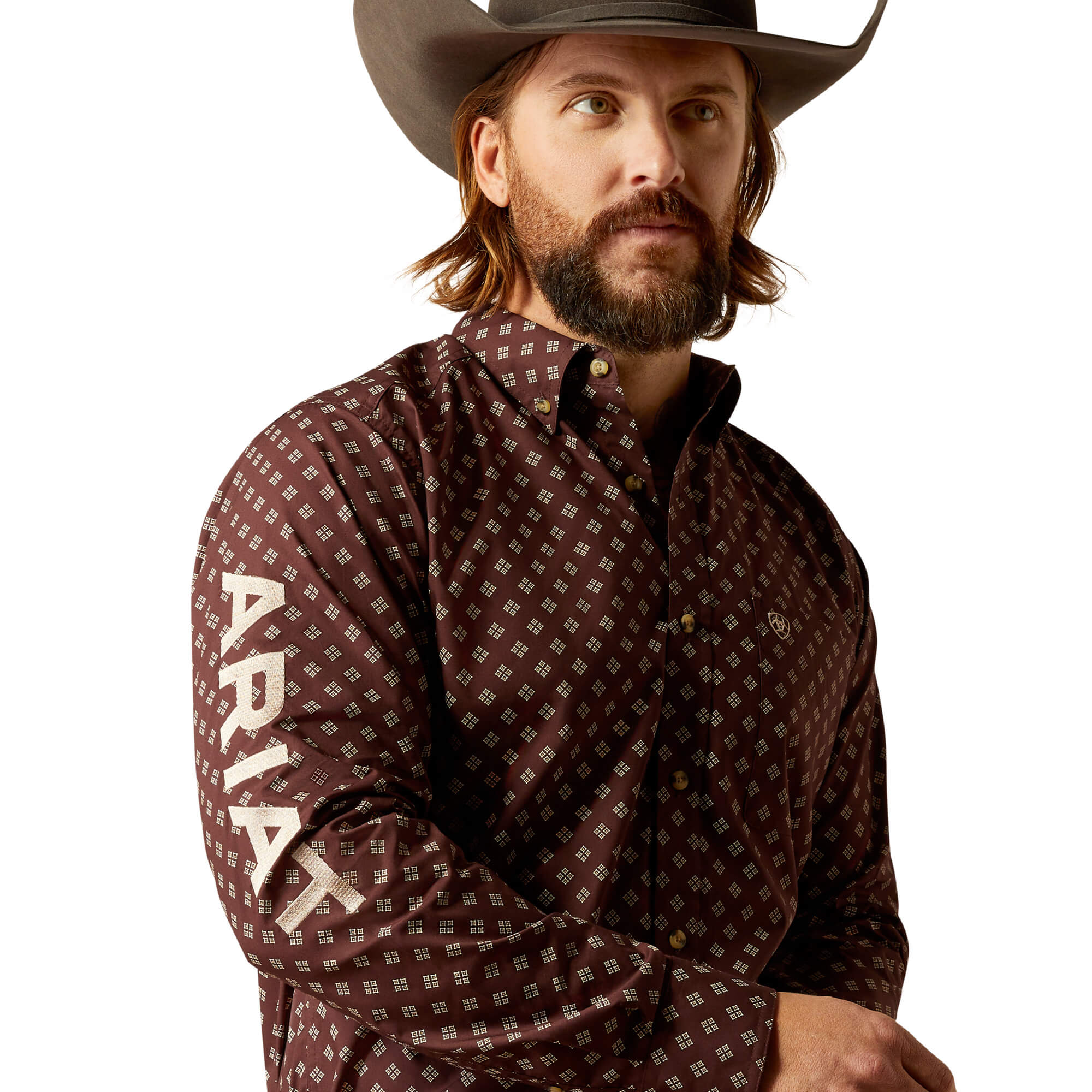 Ariat Brown Team Koen Fitted Long Sleeve Shirt