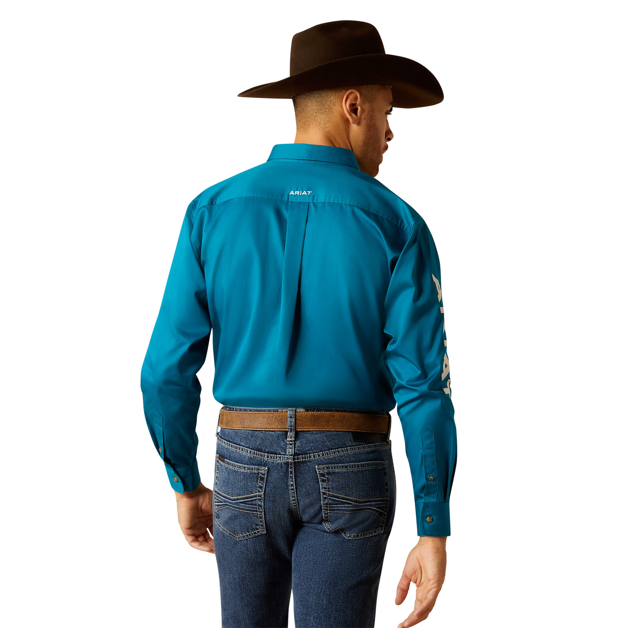 Ariat Dark Teal Team Logo Twill Classic Fit Long Sleeve Shirt