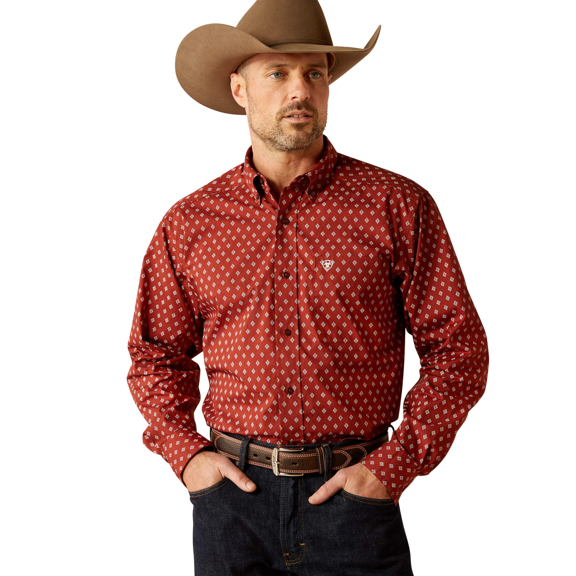 Ariat Burgundy Pax Classic Fit Long Sleeve Shirt