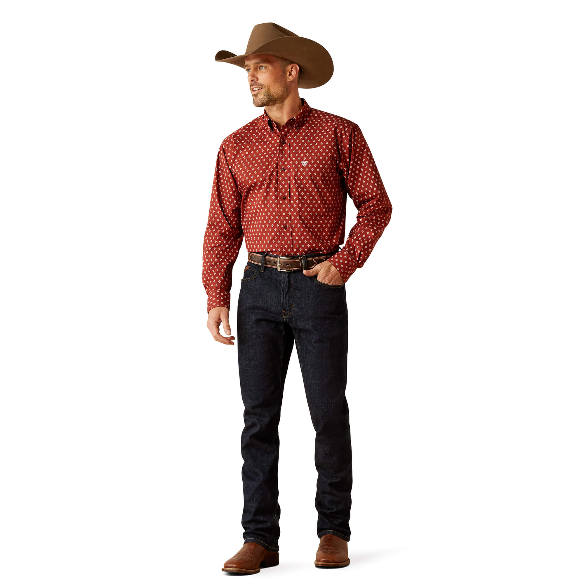 Ariat Burgundy Pax Classic Fit Long Sleeve Shirt