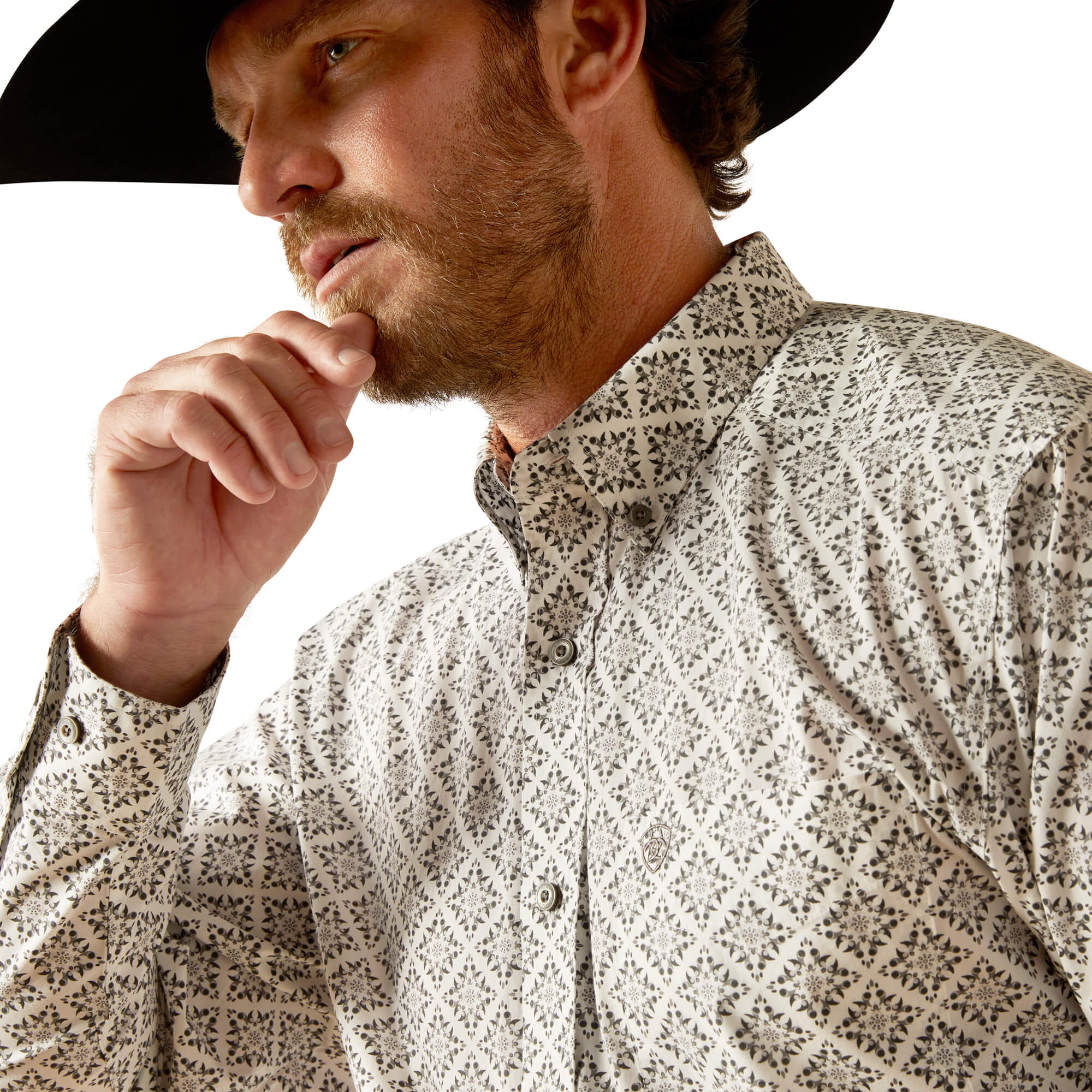 Ariat White Jagger Classic Fit Long Sleeve Shirt