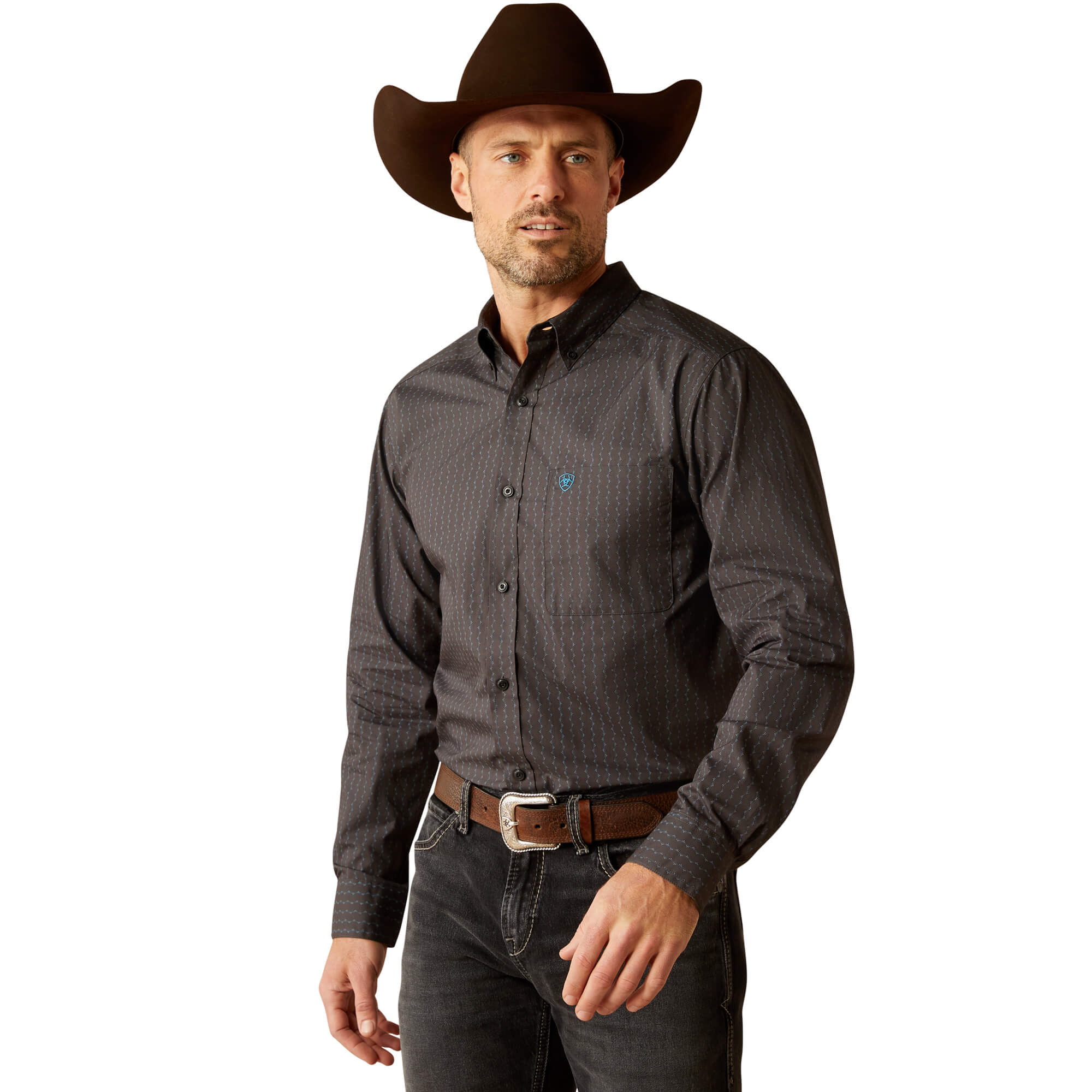 Ariat Black Pompey Fitted Long Sleeve Shirt