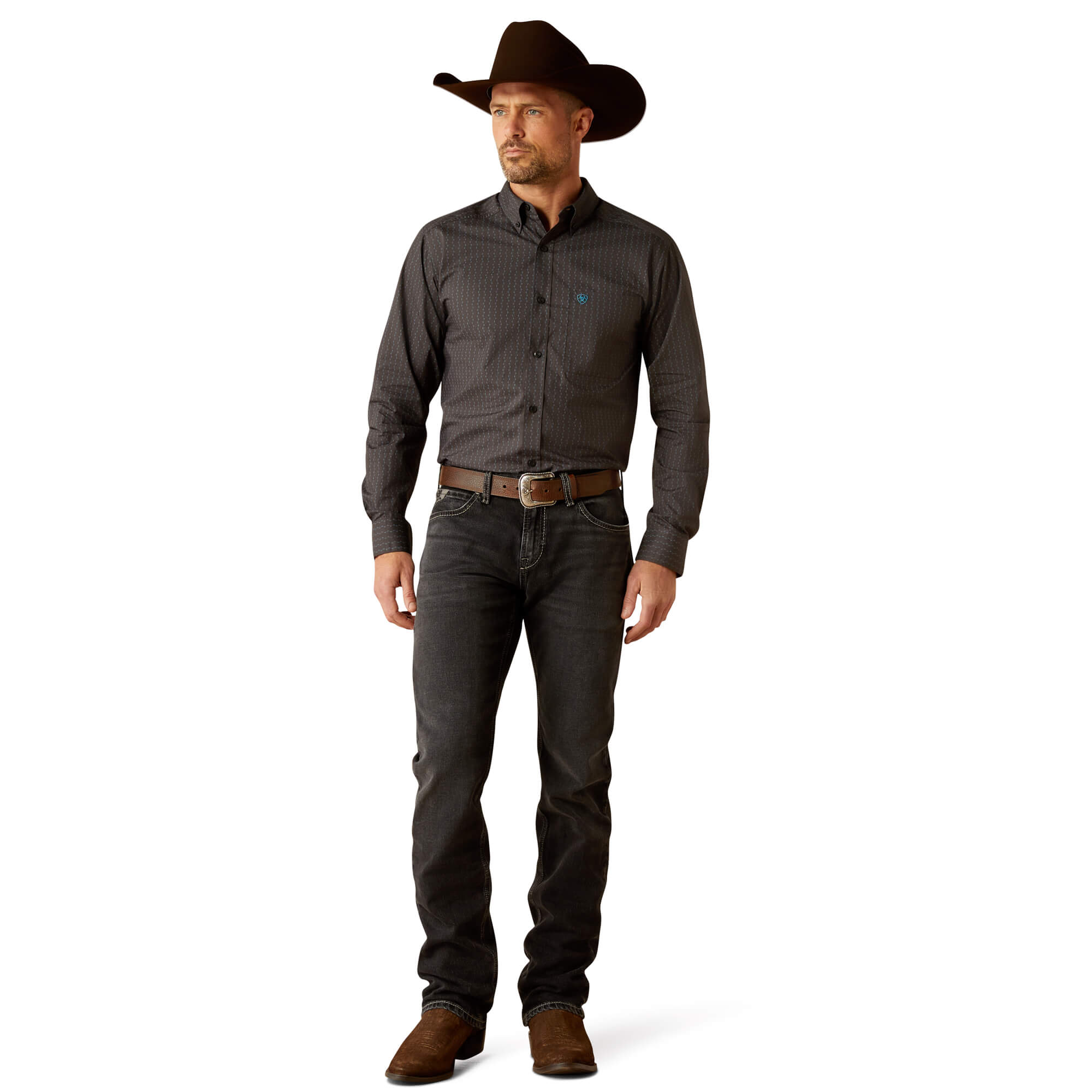 Ariat Black Pompey Fitted Long Sleeve Shirt