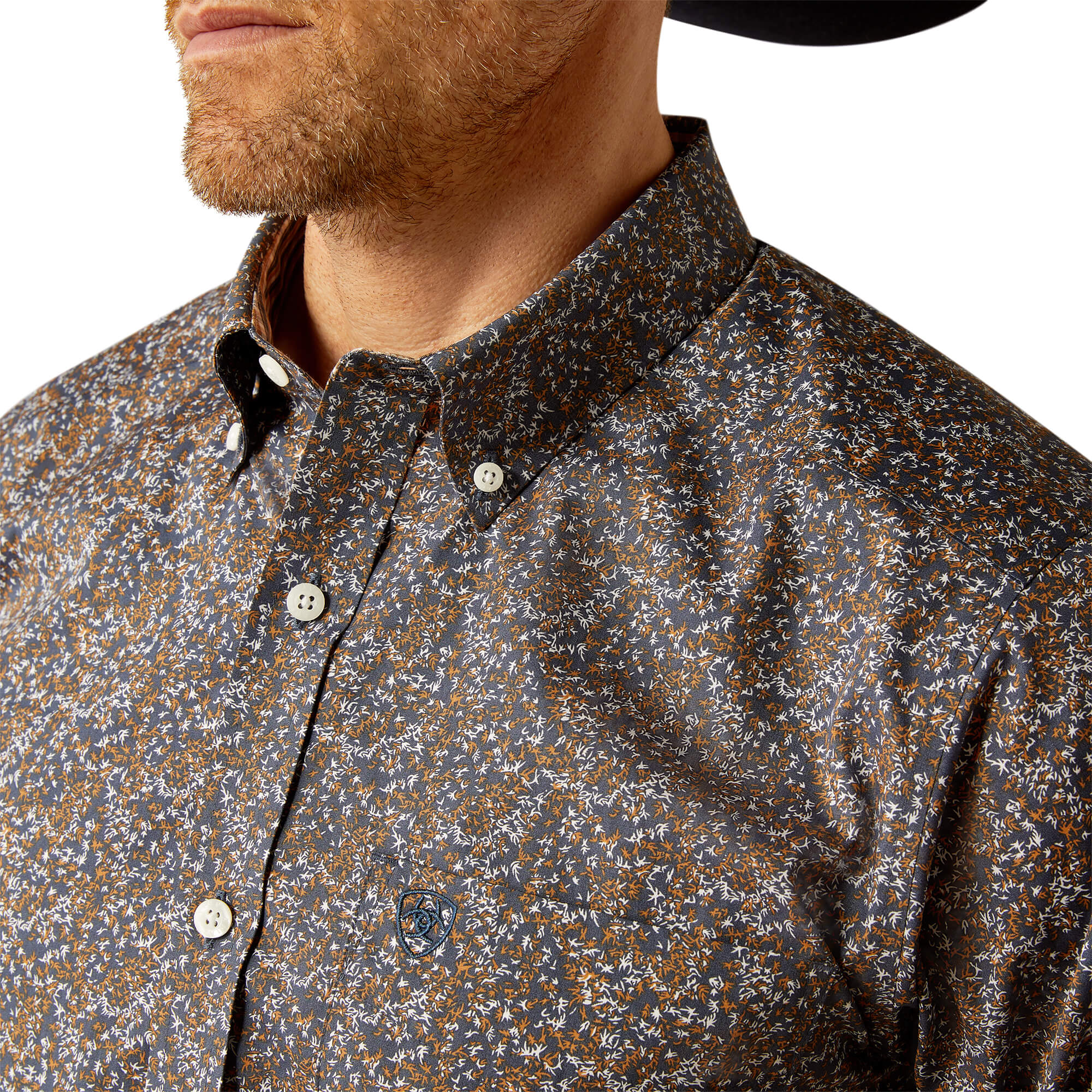 Ariat Wrinkle Free Navy Immanuel Fitted Long Sleeve Shirt