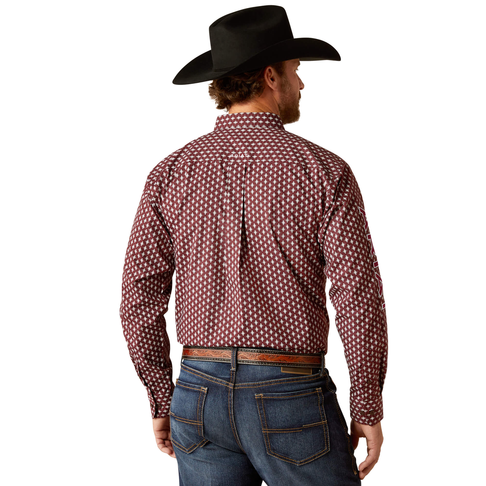 Ariat Dark Red Team Omar Classic Fit Long Sleeve Shirt