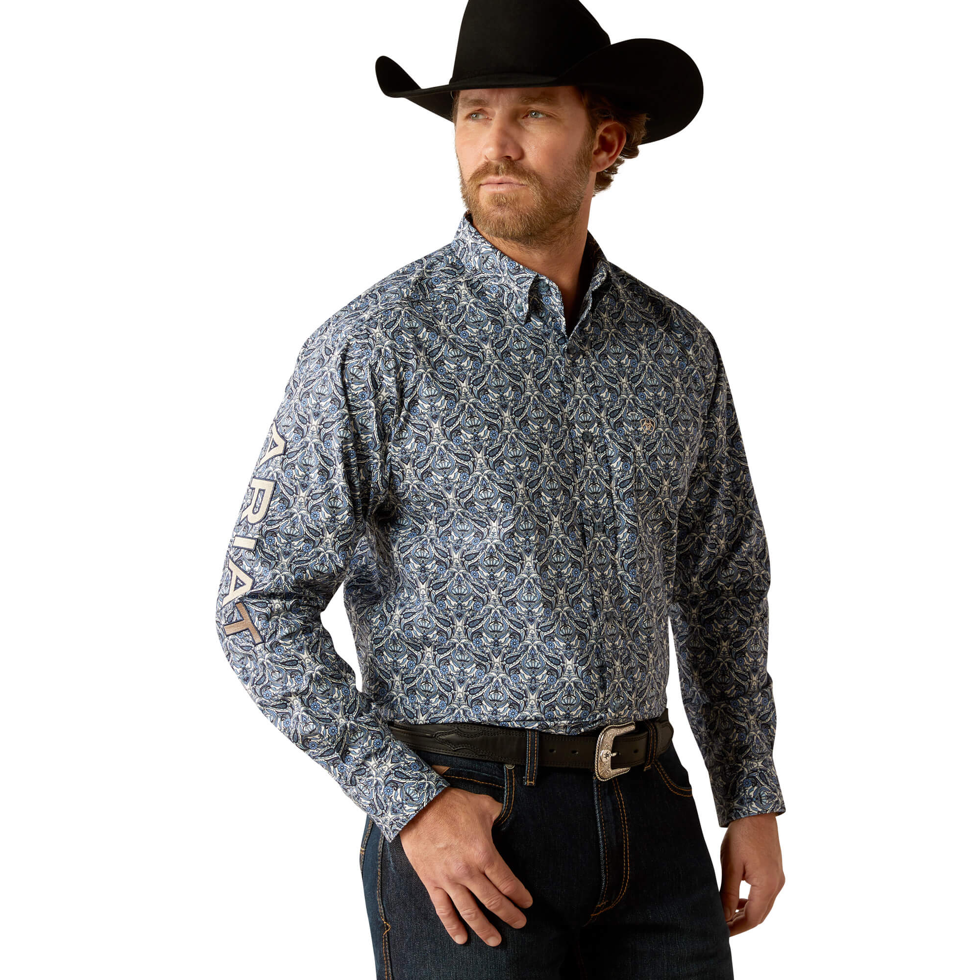 Ariat Blue & Tan Team Orlando Classic Fit Long Sleeve Shirt