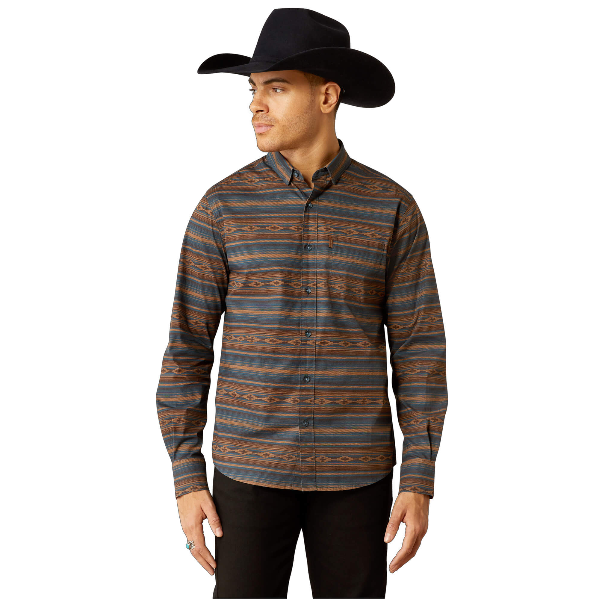 Ariat Mayor Stretch Turquoise Modern Fit Long Sleeve Shirt