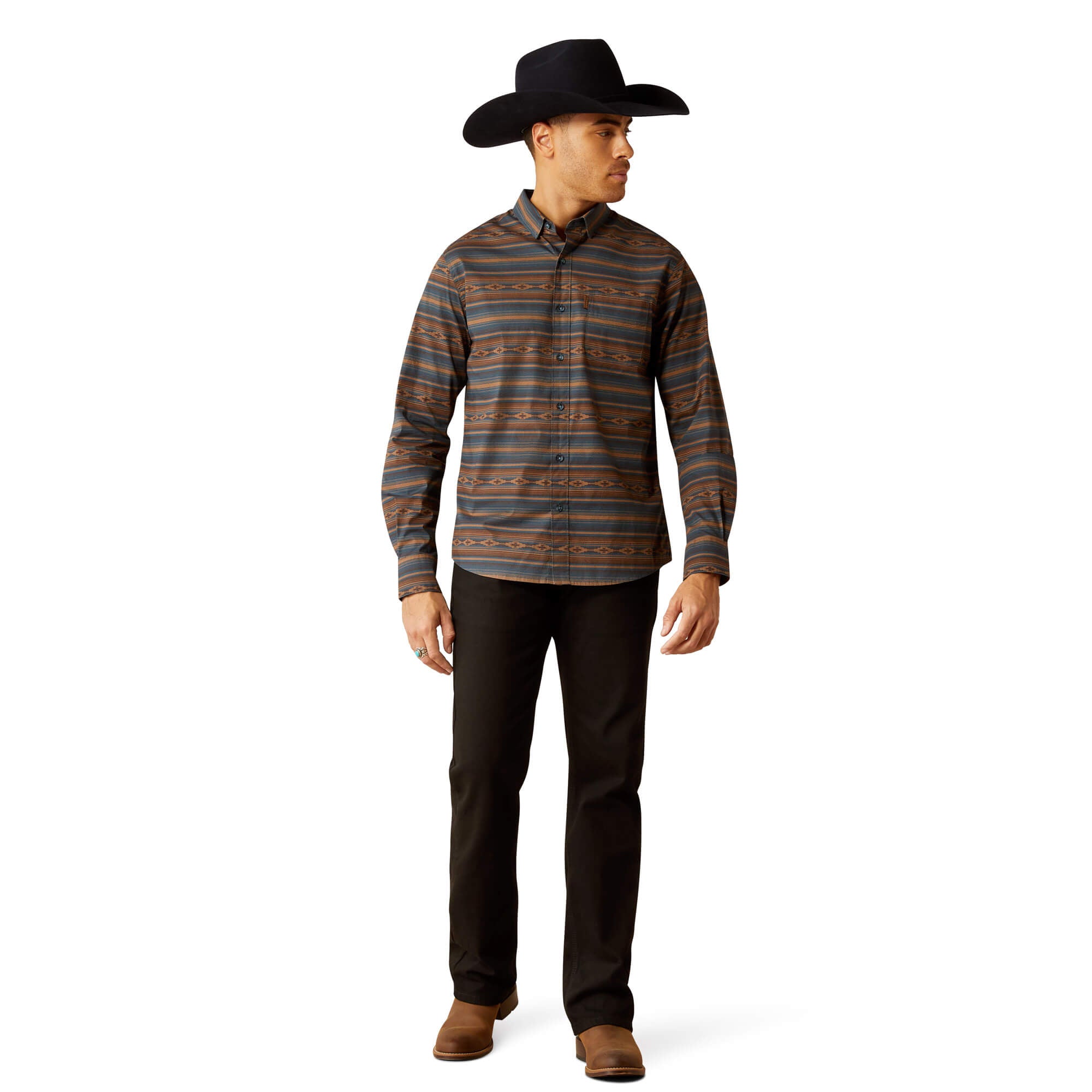 Ariat Mayor Stretch Turquoise Modern Fit Long Sleeve Shirt