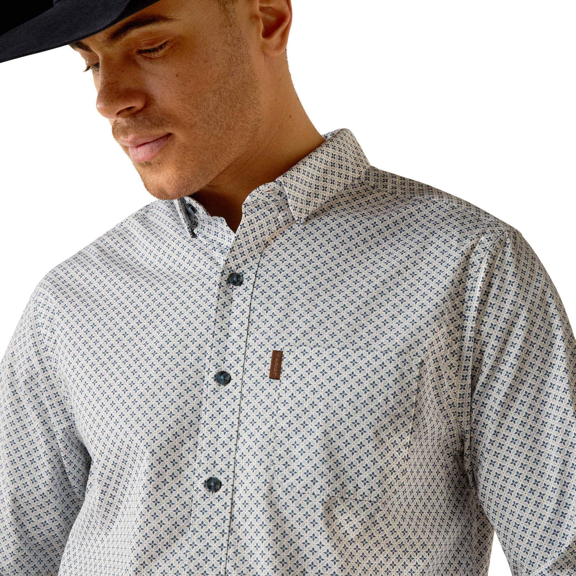 Ariat Maxwell Stretch Blue Modern Fit Long Sleeve Shirt