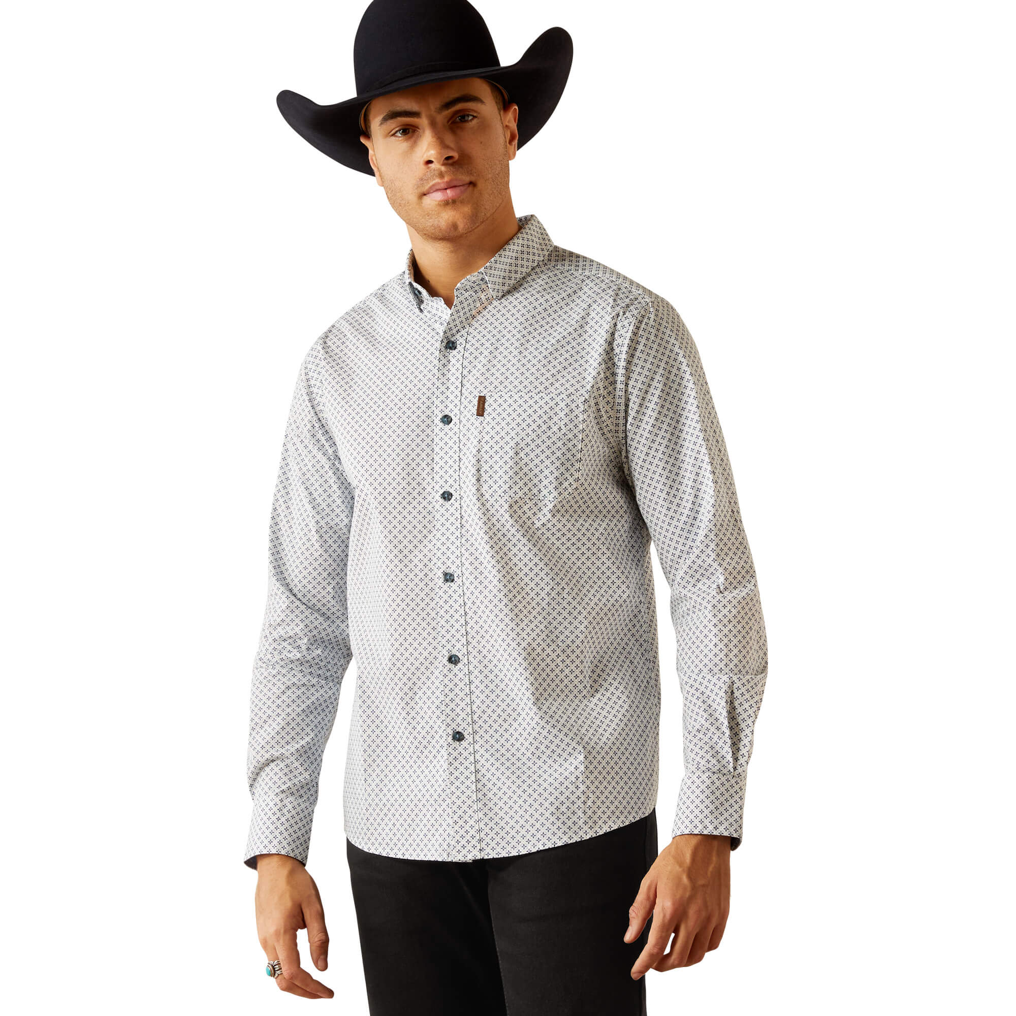 Ariat Maxwell Stretch Blue Modern Fit Long Sleeve Shirt