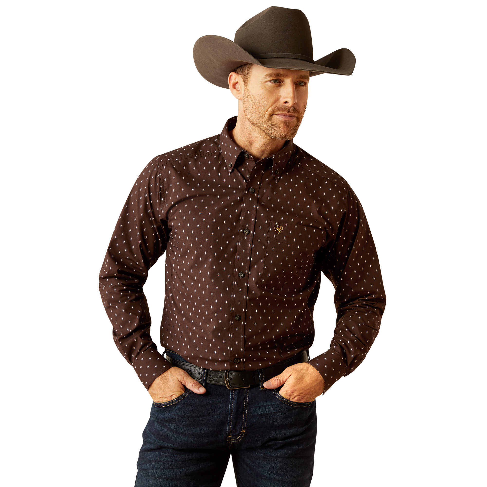 Ariat Brown Chance Fitted Long Sleeve Shirt