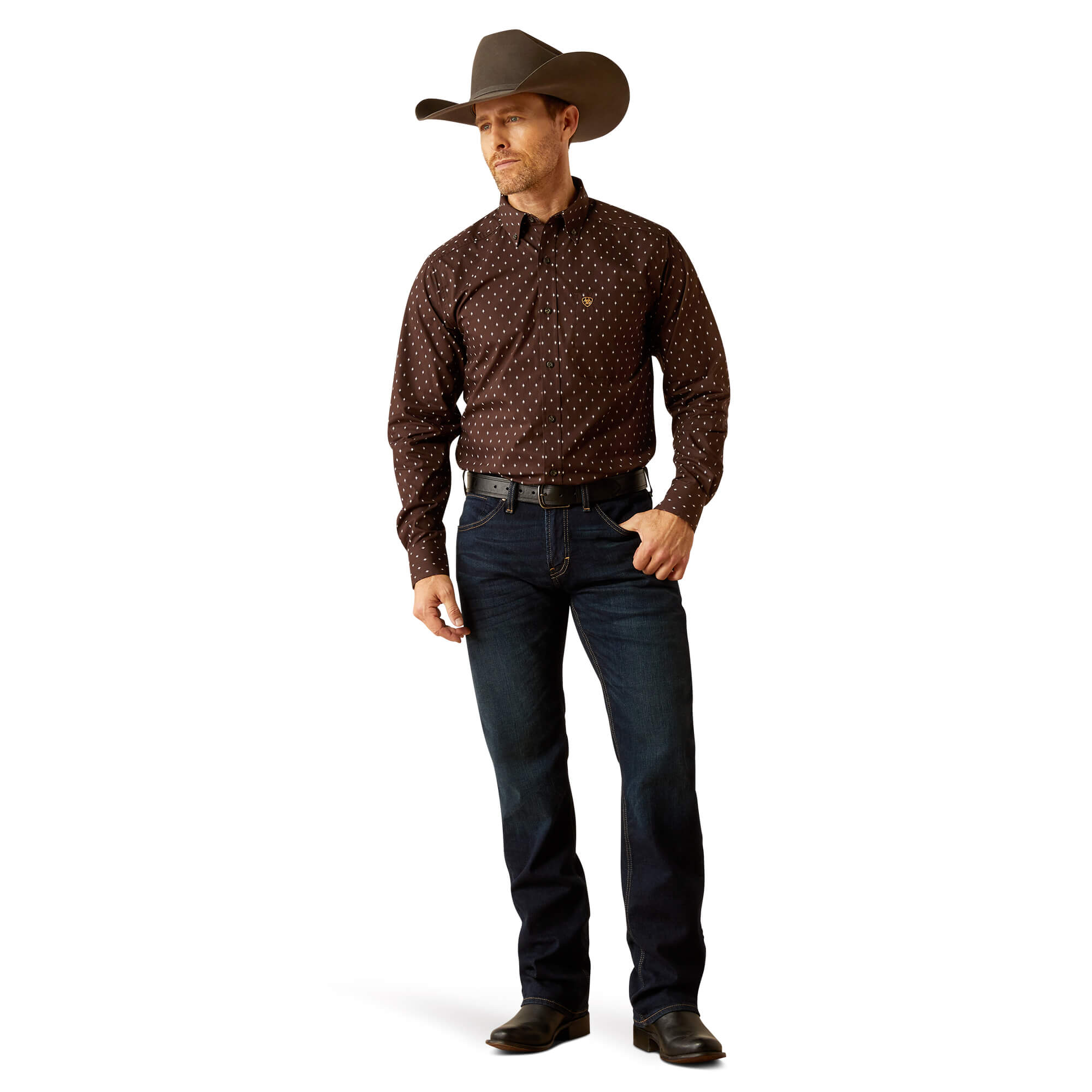 Ariat Brown Chance Fitted Long Sleeve Shirt