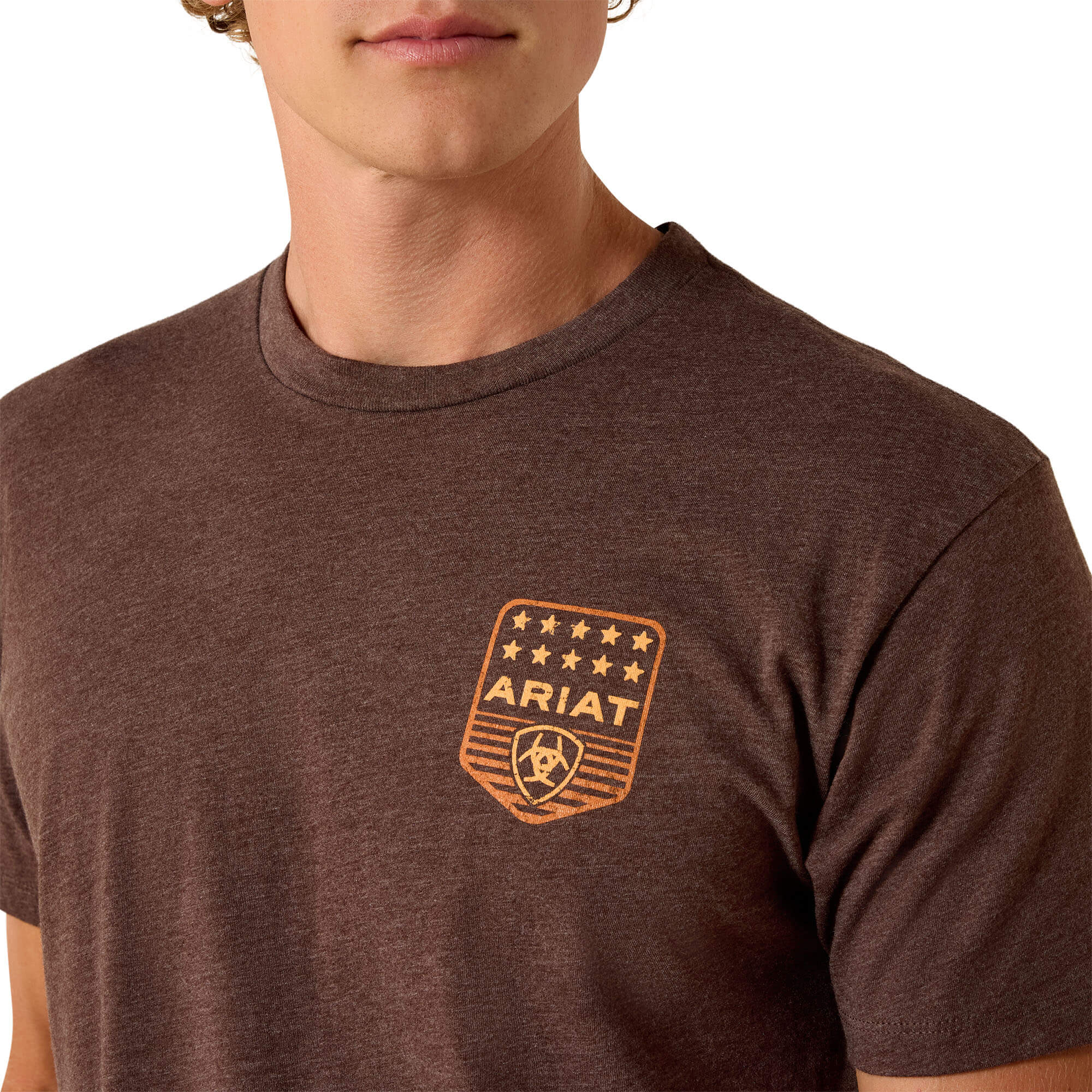 Ariat Brown Heather Stripe Patriotic Badge T-Shirt