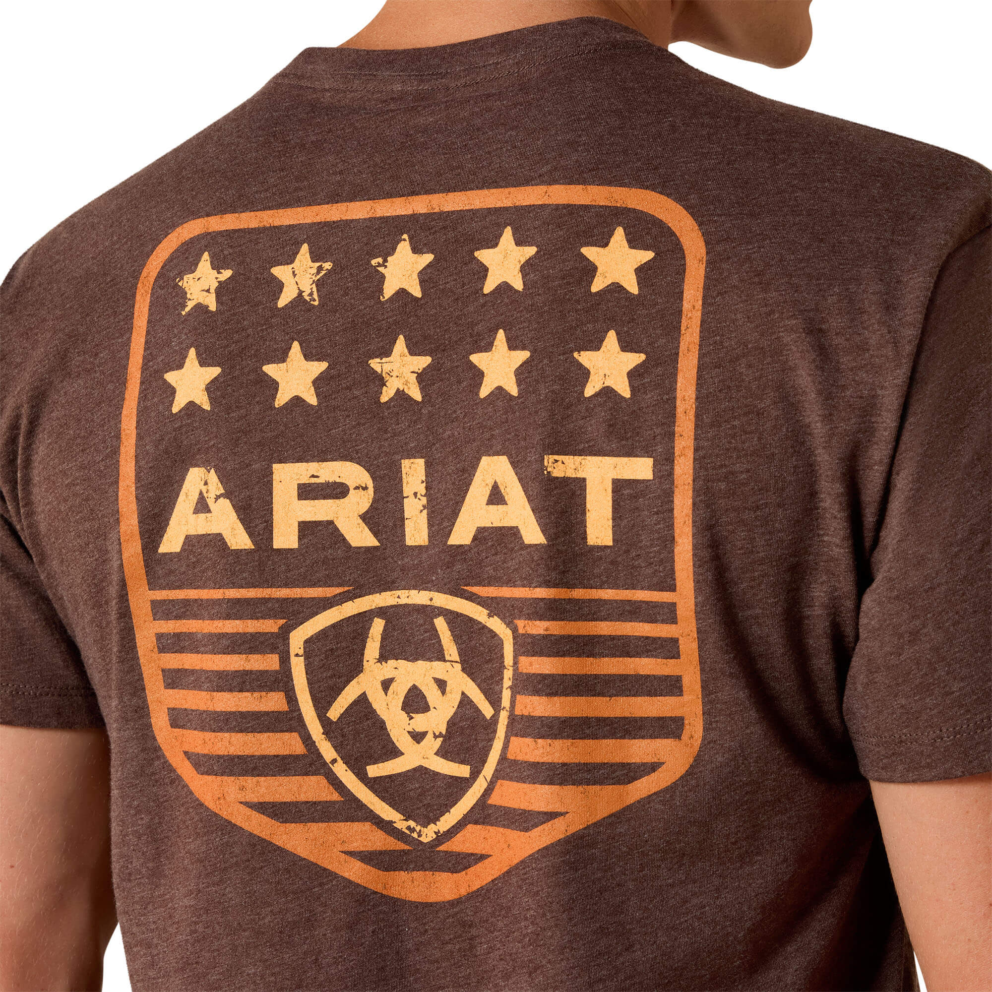 Ariat Brown Heather Stripe Patriotic Badge T-Shirt