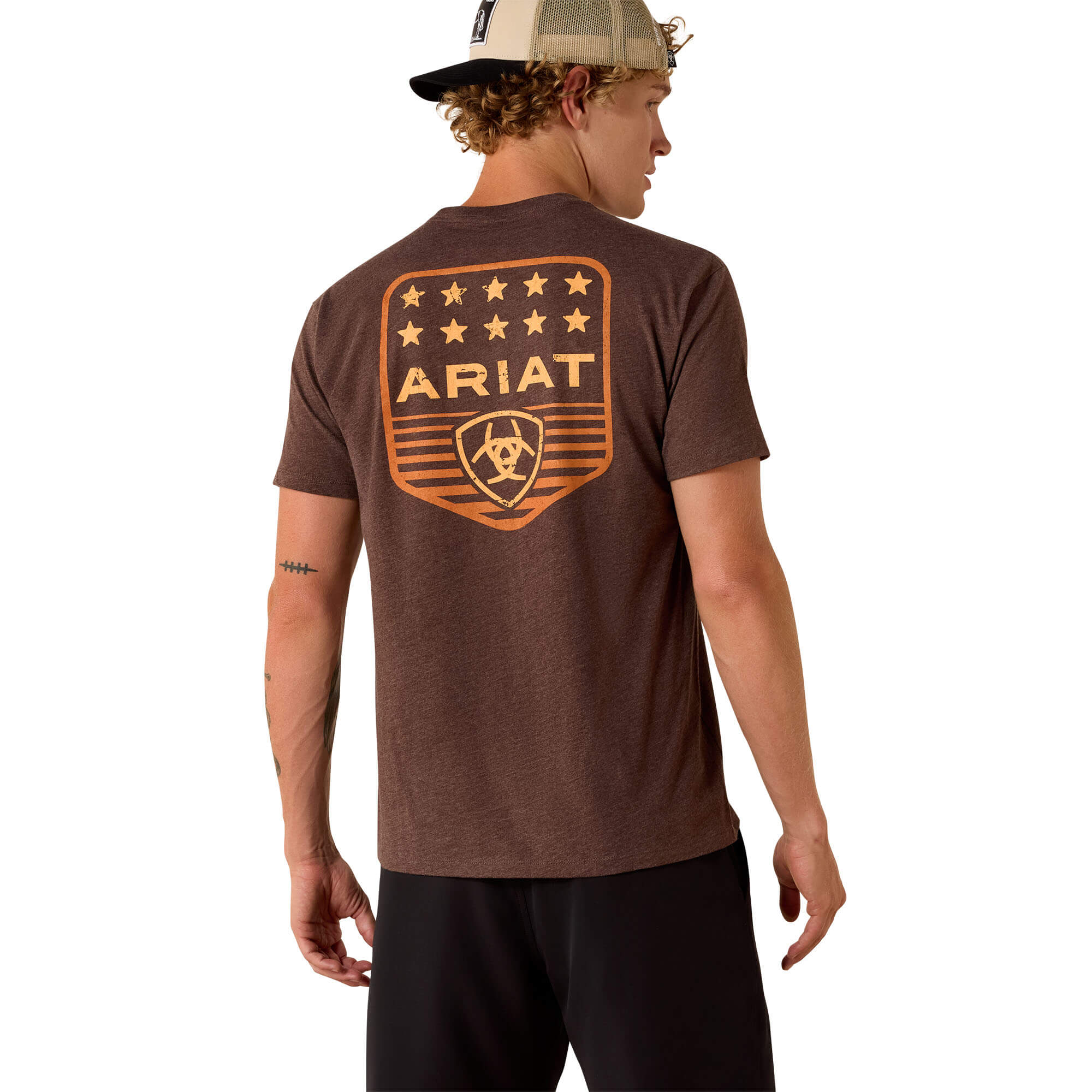Ariat Brown Heather Stripe Patriotic Badge T-Shirt