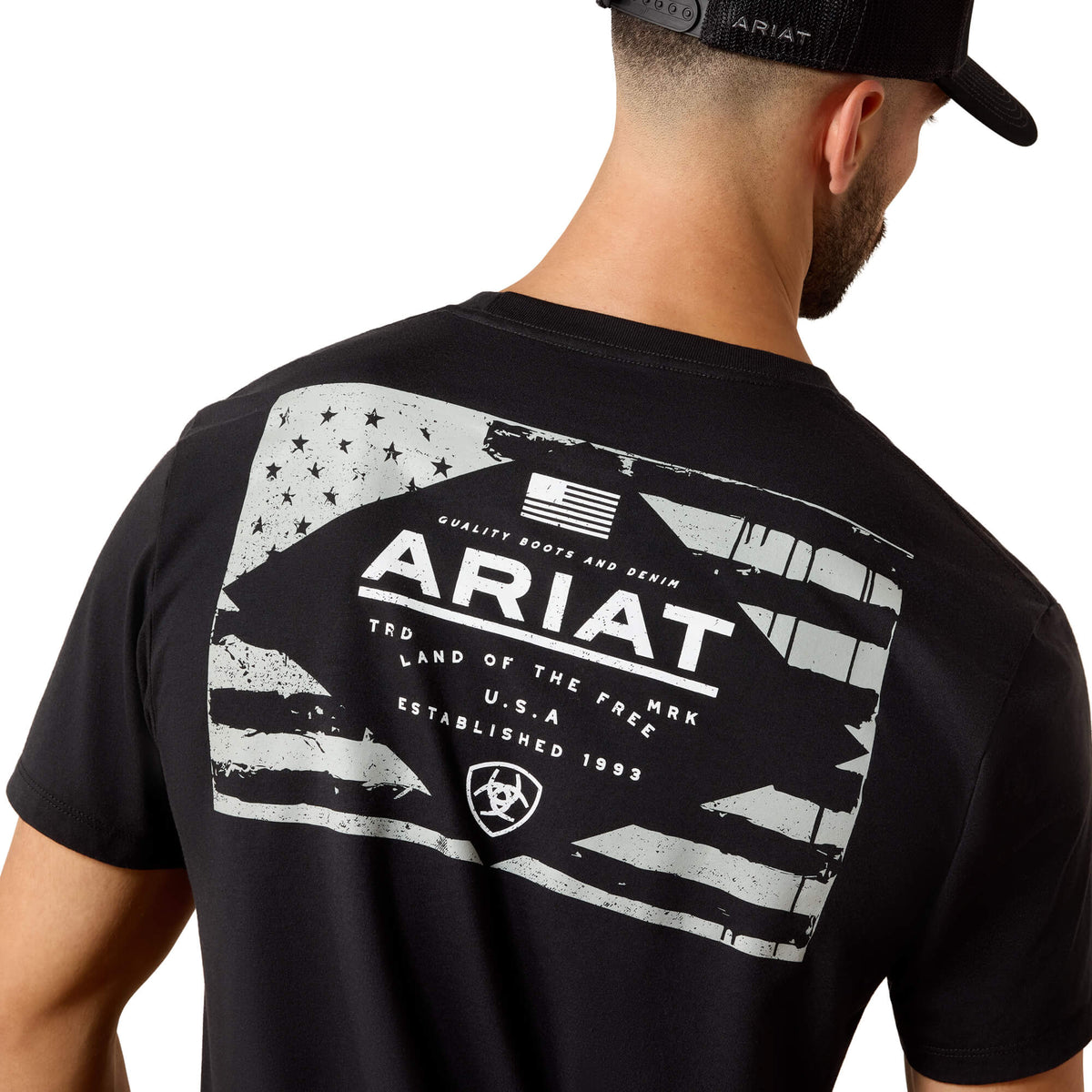 Ariat Black Lockup Flag Painted T-Shirt