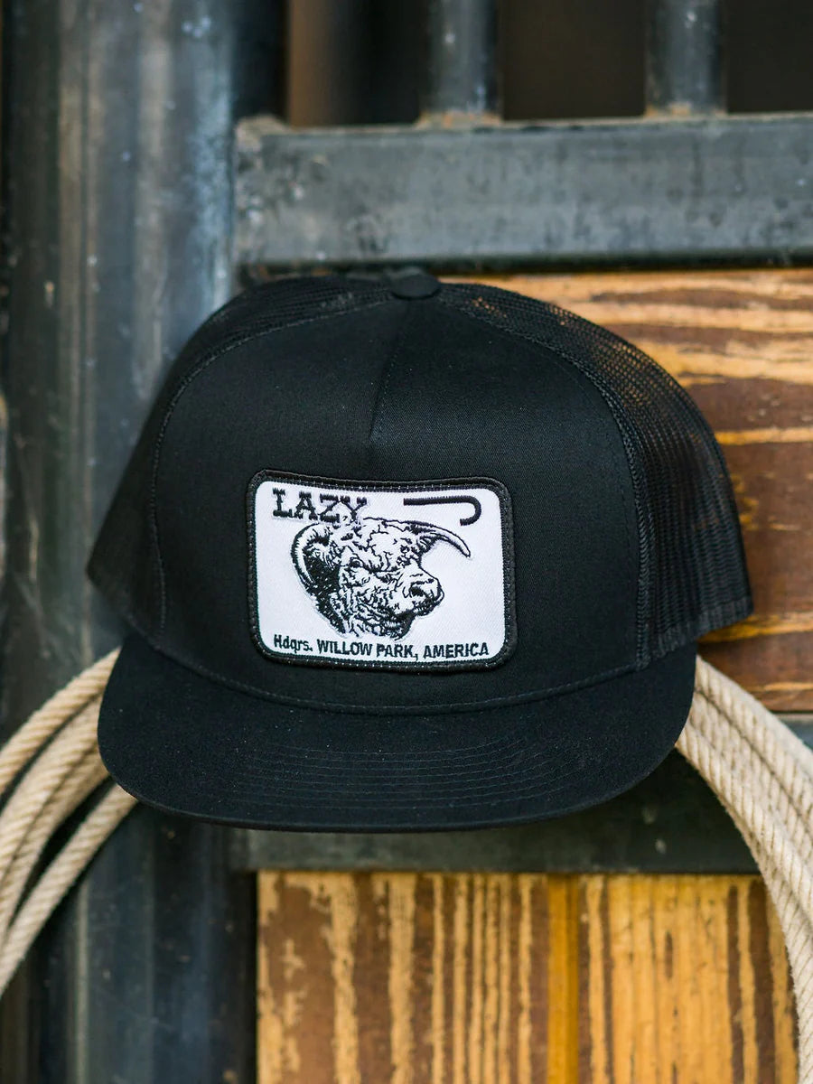 Lazy J Ranch Wear Black & Black Cattle Headquarters Cap