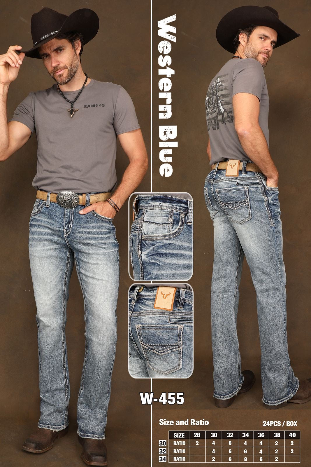 Western Blue Light Wash Straight Premium Jean