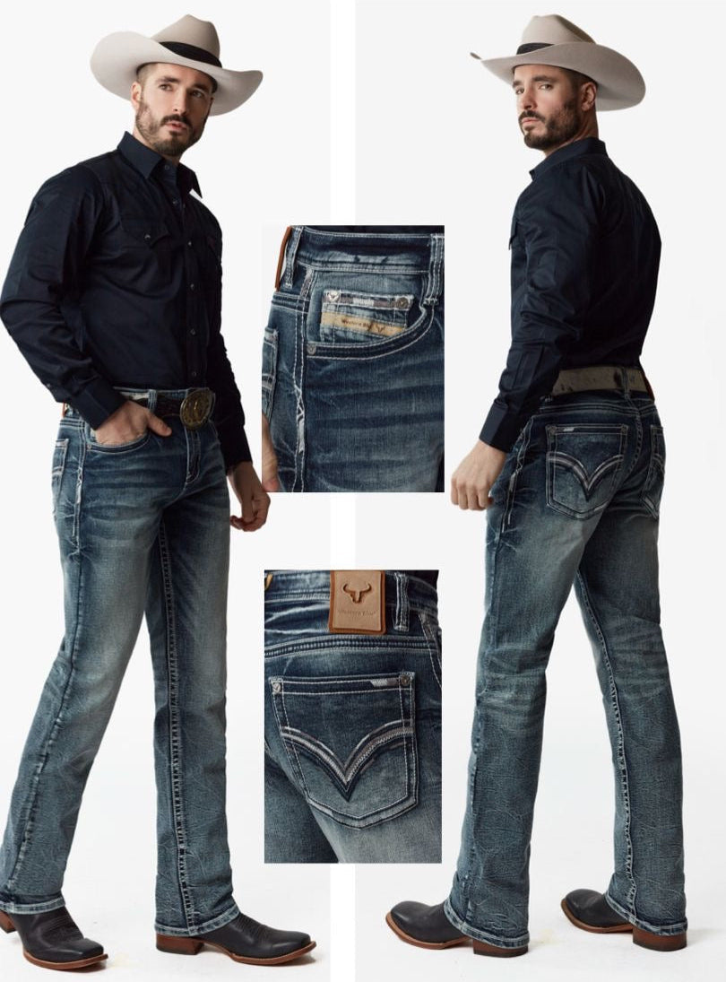 Western Blue Medium Wash Straight Premium Jean