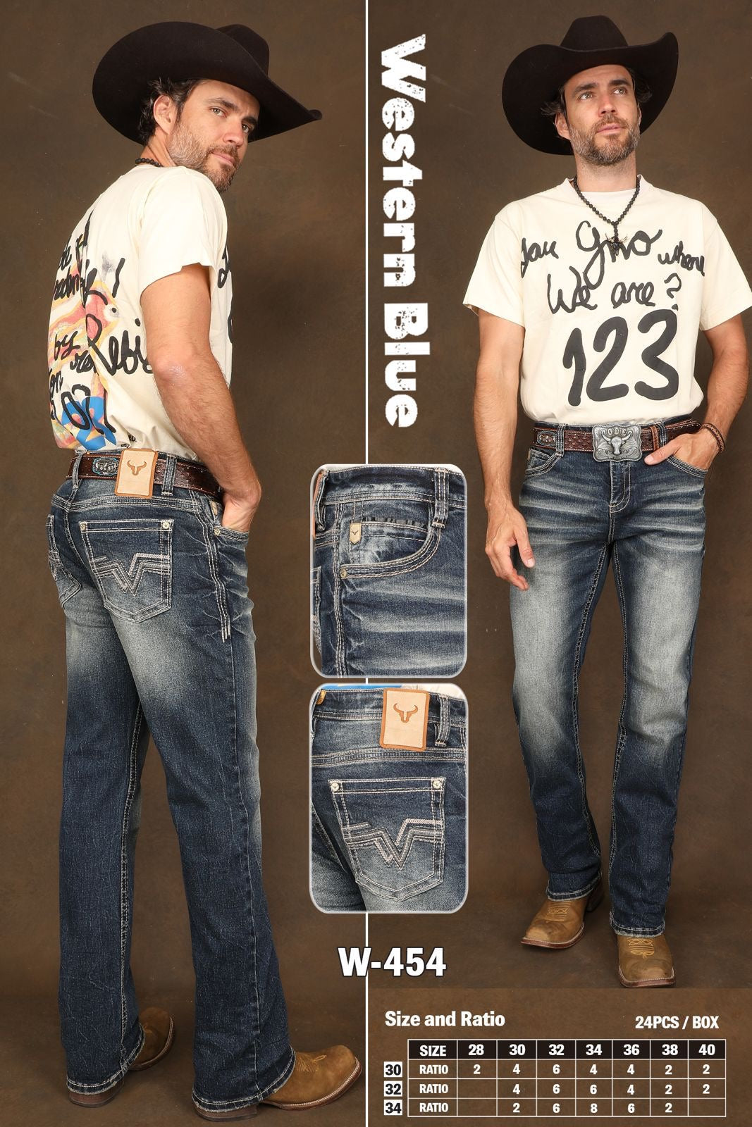 Western Blue Dark Wash Straight Premium Jean