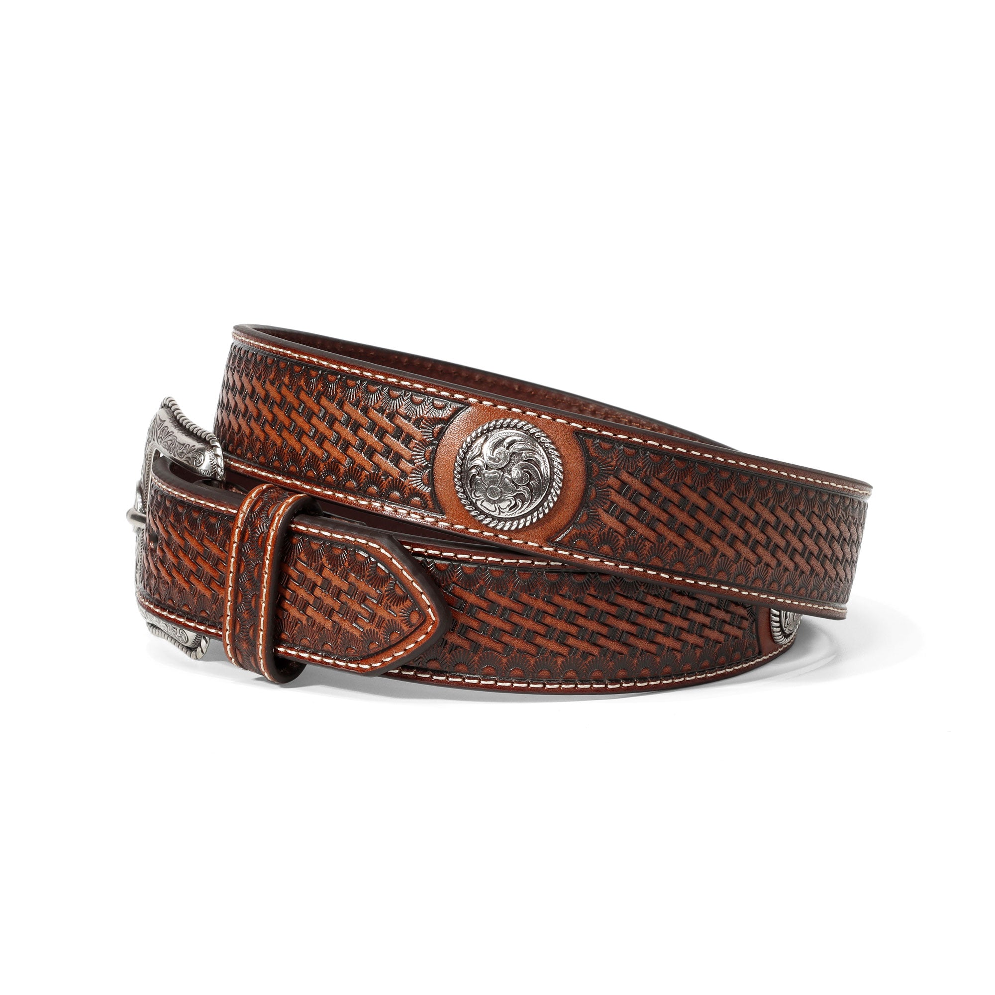 Ariat Tan BasketWeave Concho Belt