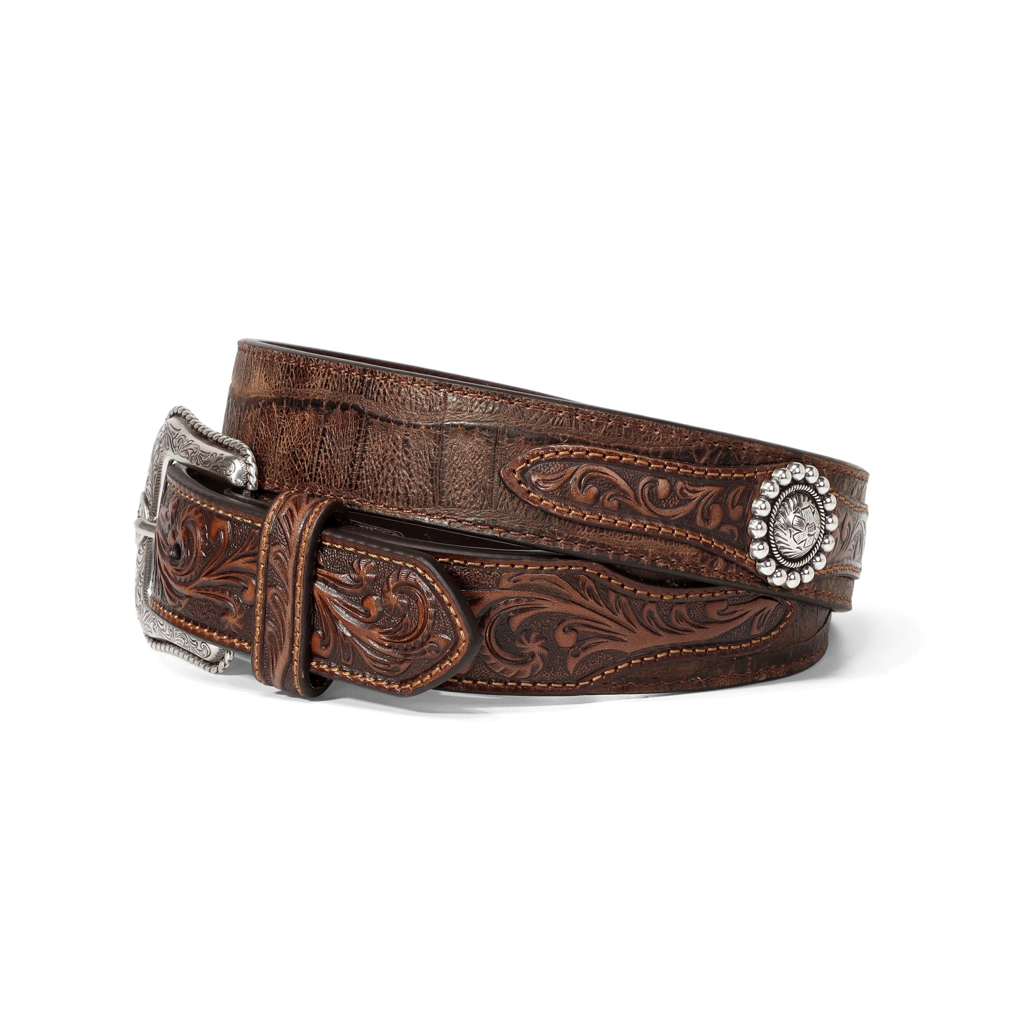 Ariat Brown Croc Print Concho Belt