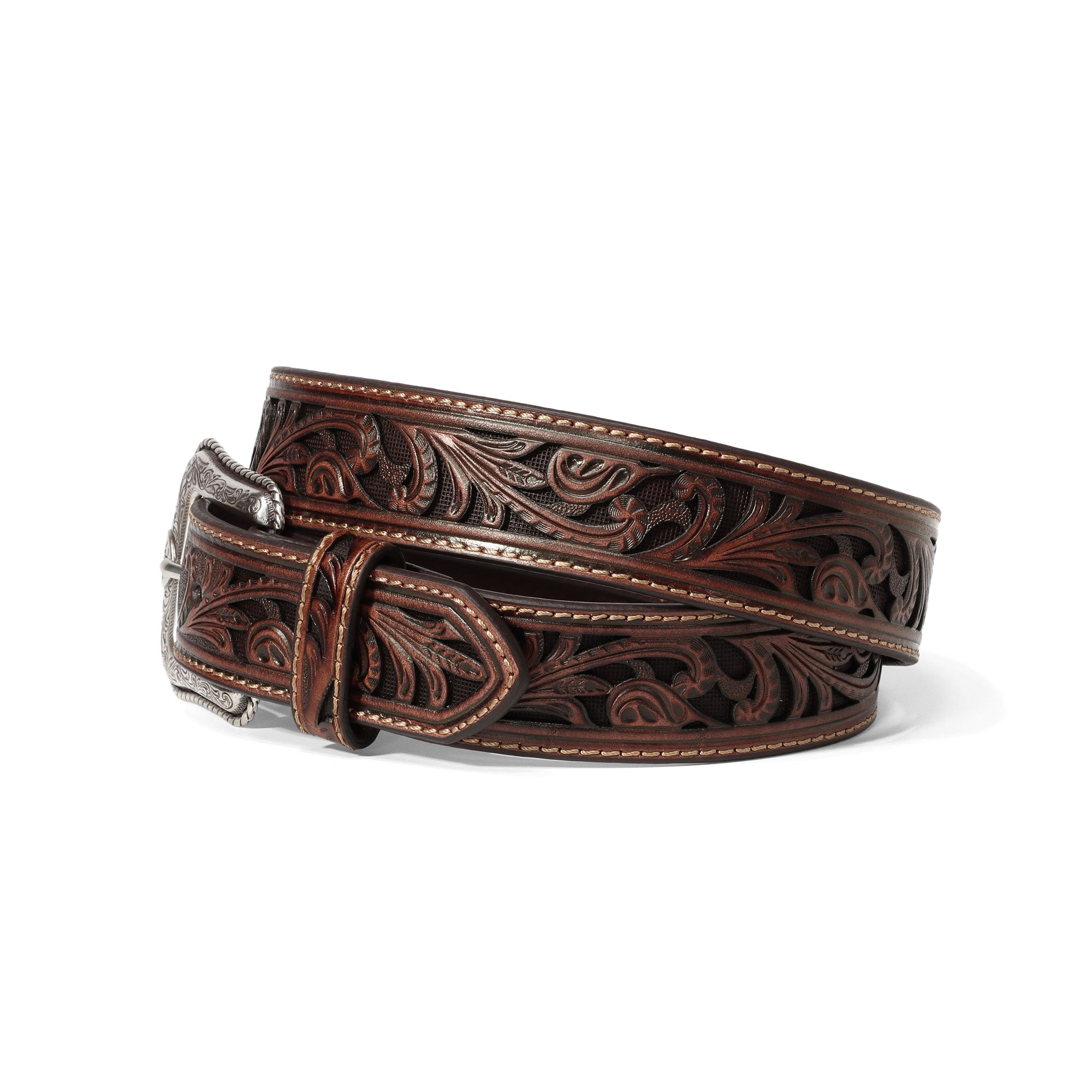 Ariat Brown Floral Tooled Western Belt