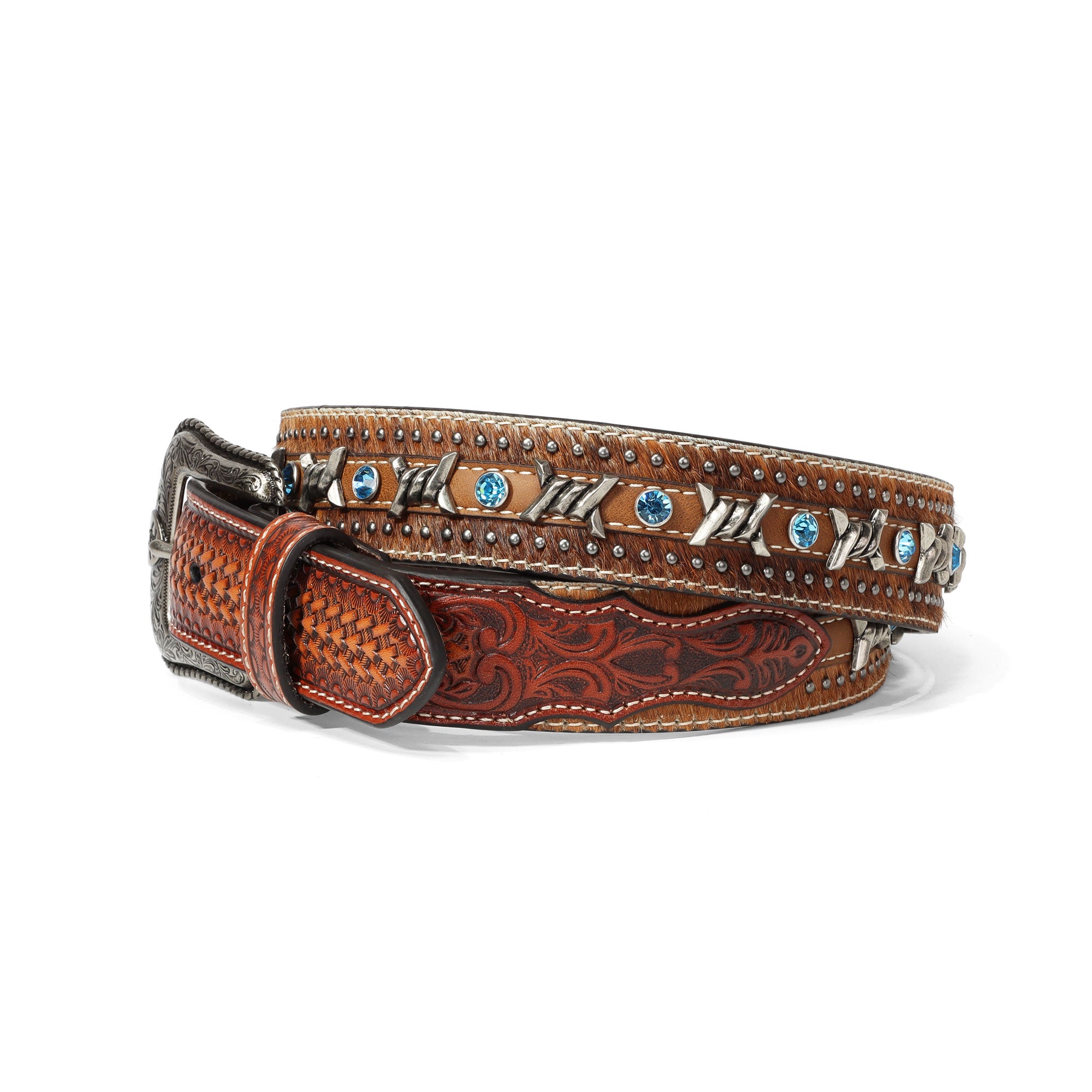 Ariat Embossed & Calf Hair Rhinestone Belt