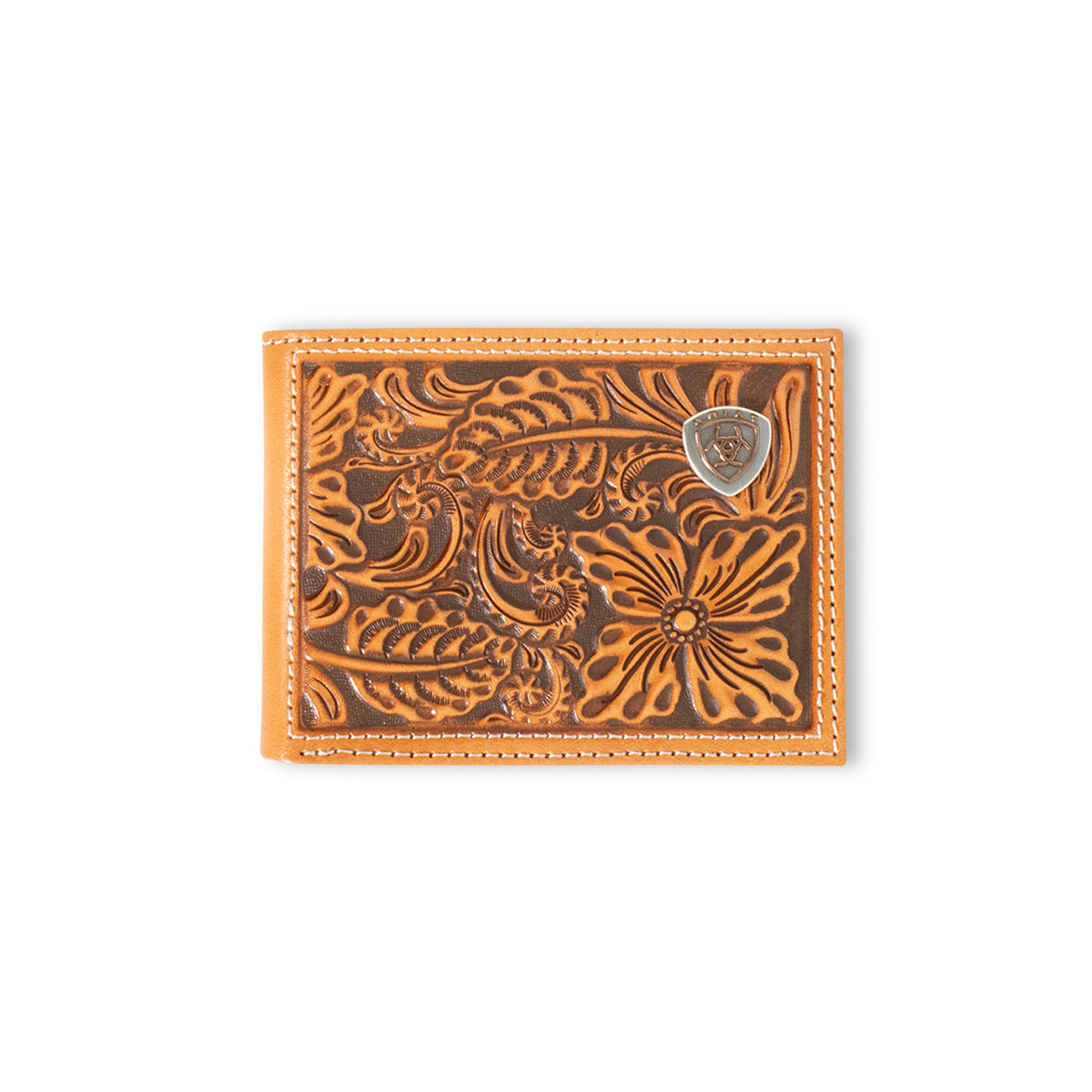 Ariat Tan Floral Embossed Bifold Wallet