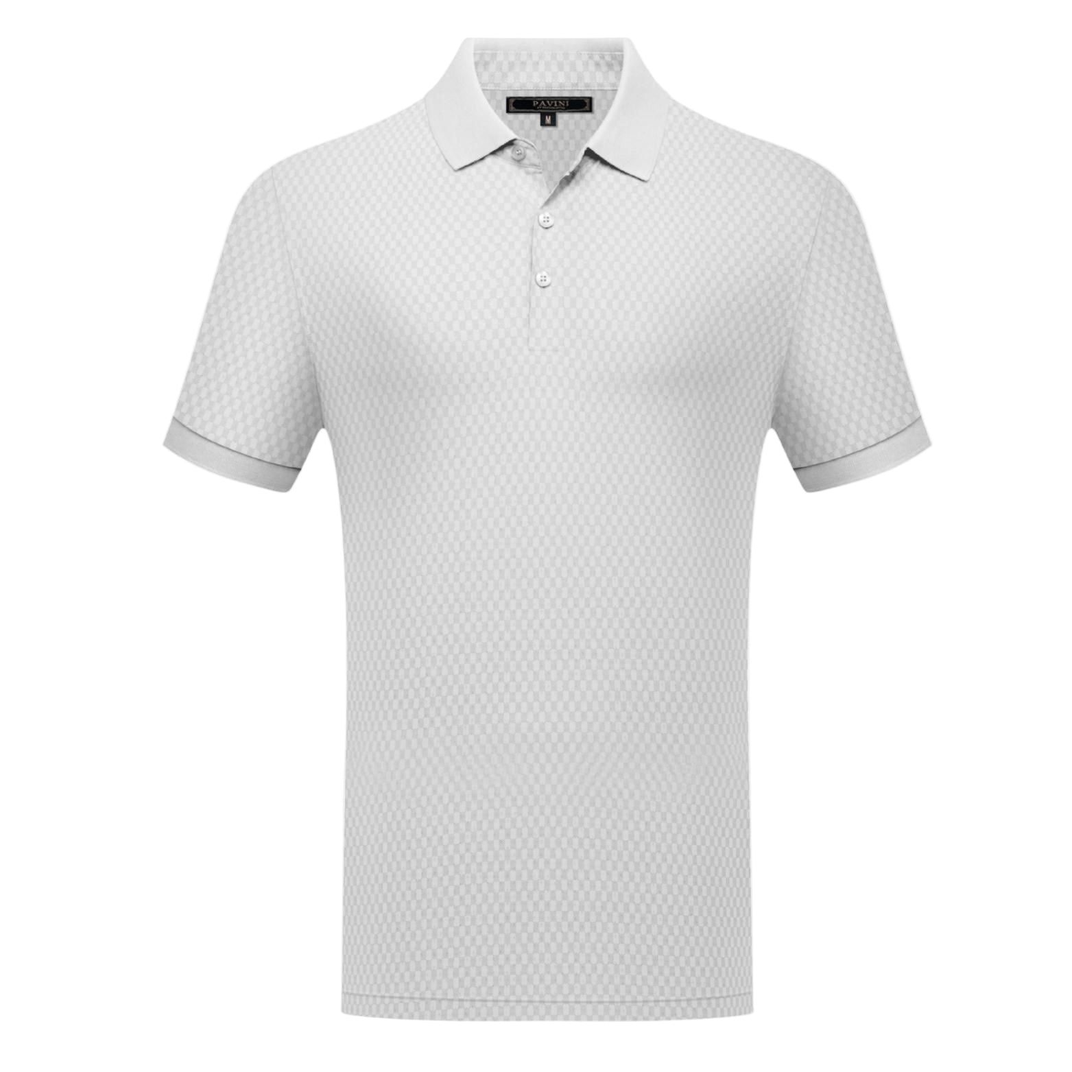 Pavini White Stretch Pattern Classic Polo