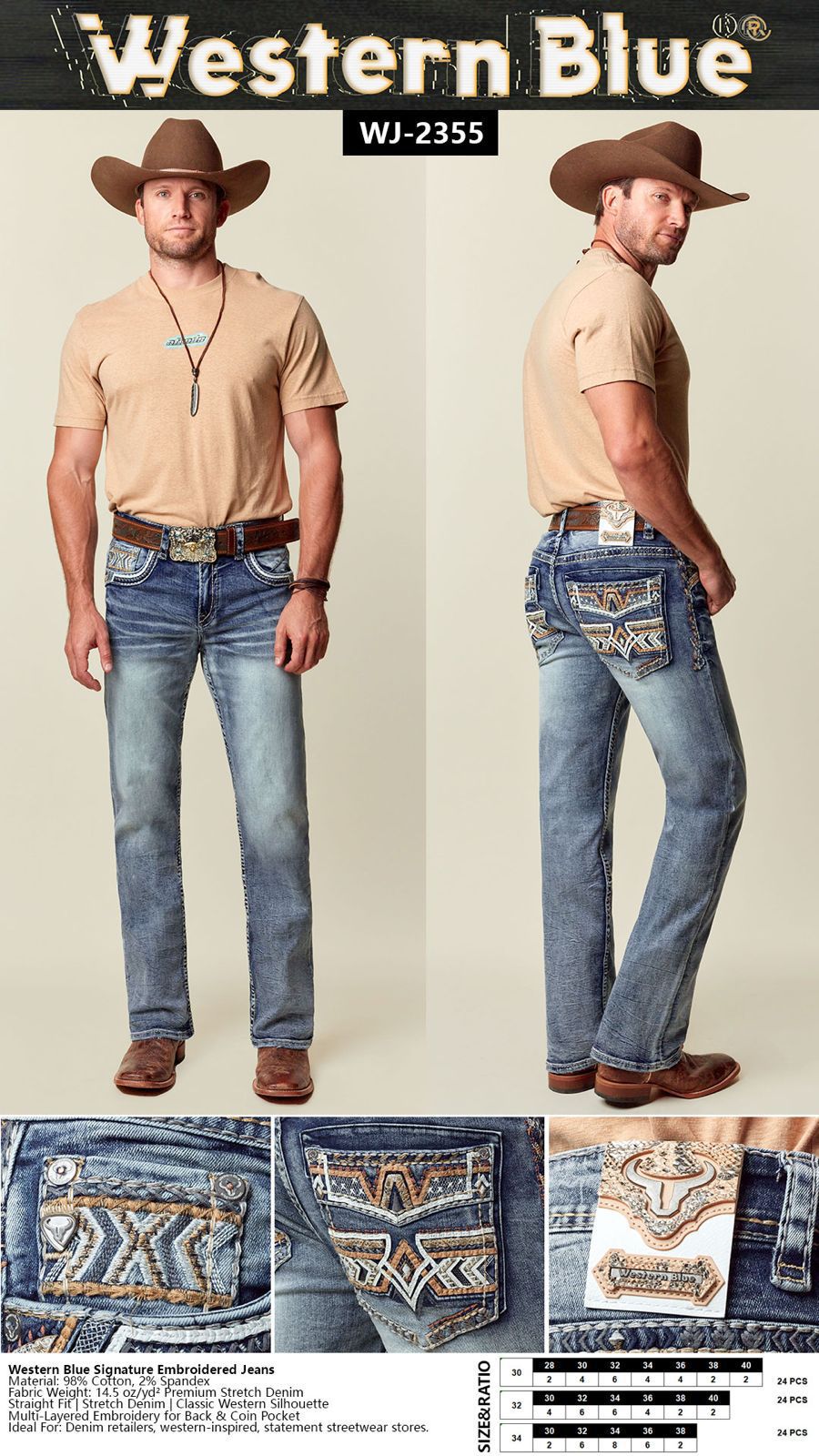 Western Blue Light Wash Straight Premium Jean