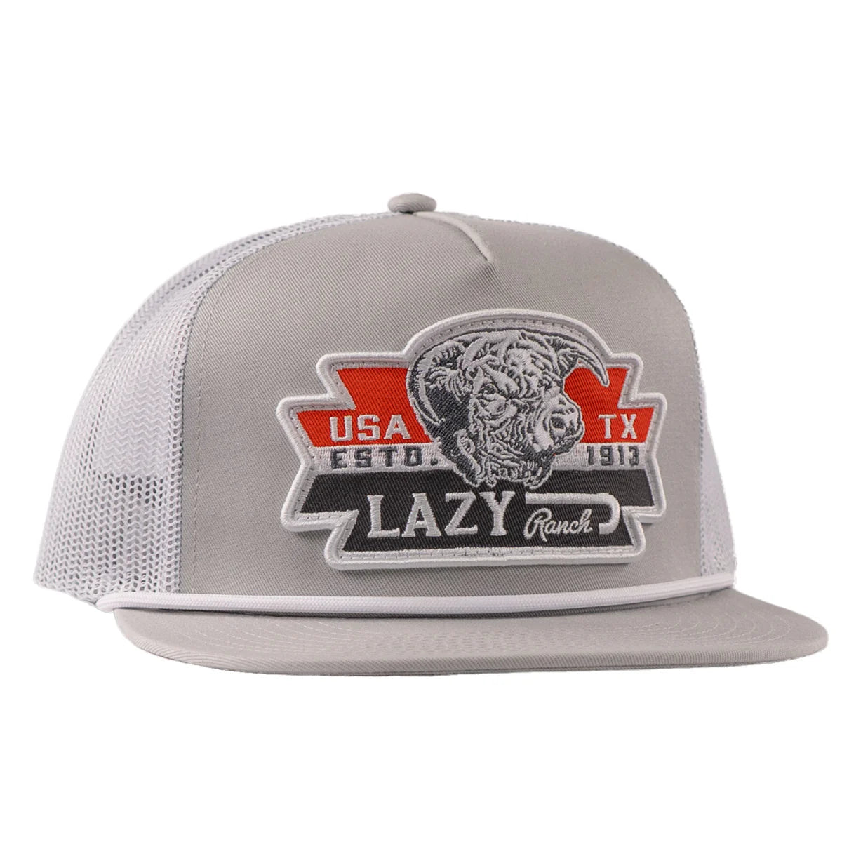 Lazy J Ranch Silver Grey & White El Rancho Classic Rope Trucker Cap